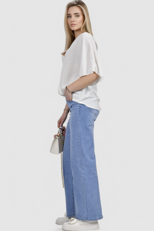 Ženske plave traperice široke nogavice Cora