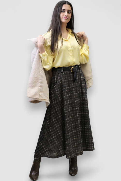 Ženska suknja Lunaire u kariranom uzorku, A kroja