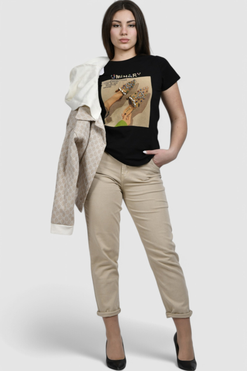 Ženska crna majica kratki rukav Arabell