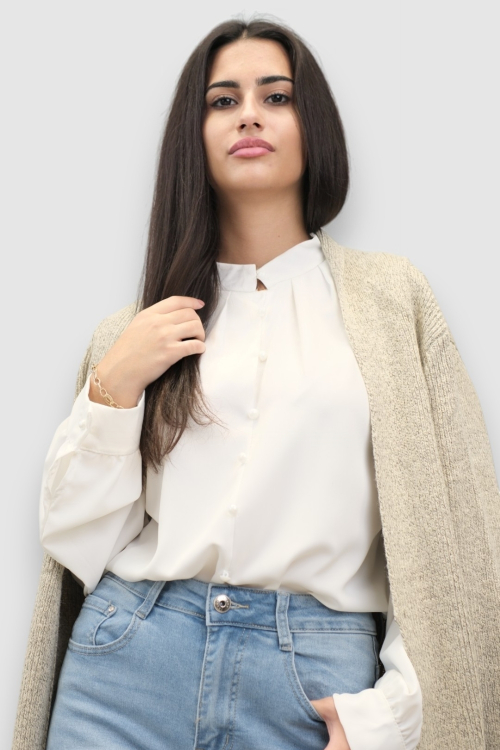 Ženski bež dugi kardigan Delphinia