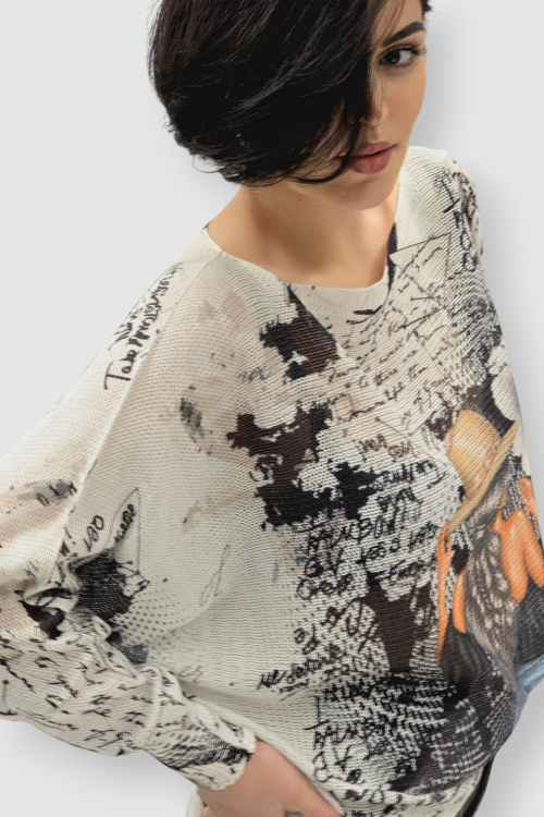 Ženska končana majica dugih rukava Faye sa printom žene