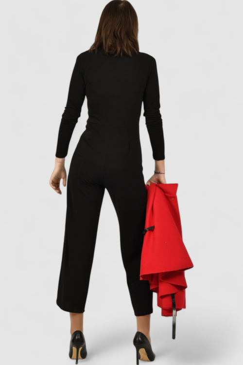 Ženski crni elegantni kombinezon Elara