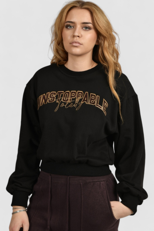 Ženska crna hoodica bez kapuljače Amaya