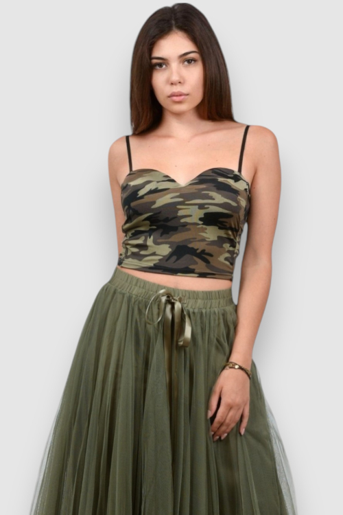 Ženski party top vojnički uzorak Clare