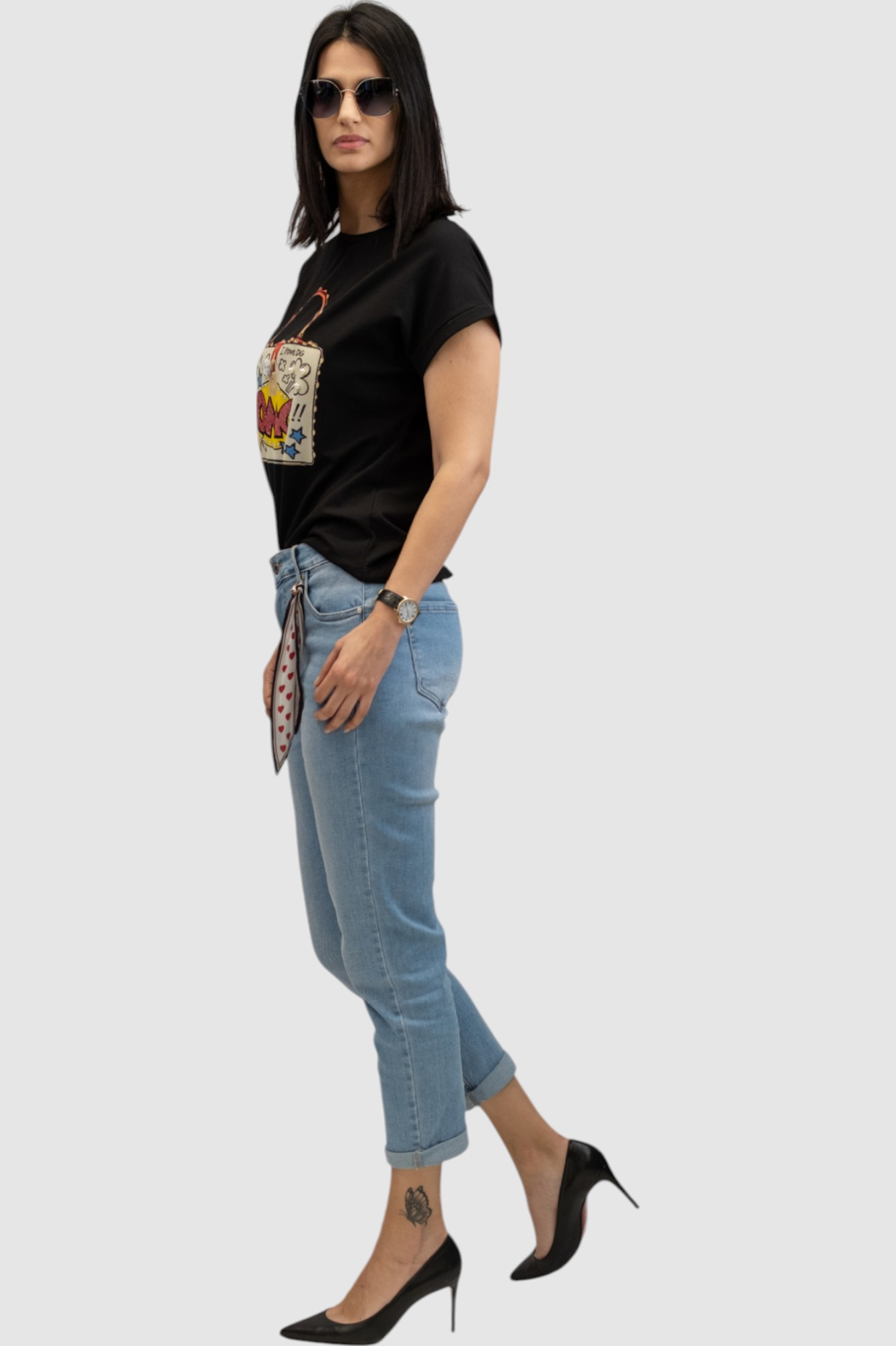 Ženska crna majica kratki rukav Emerie