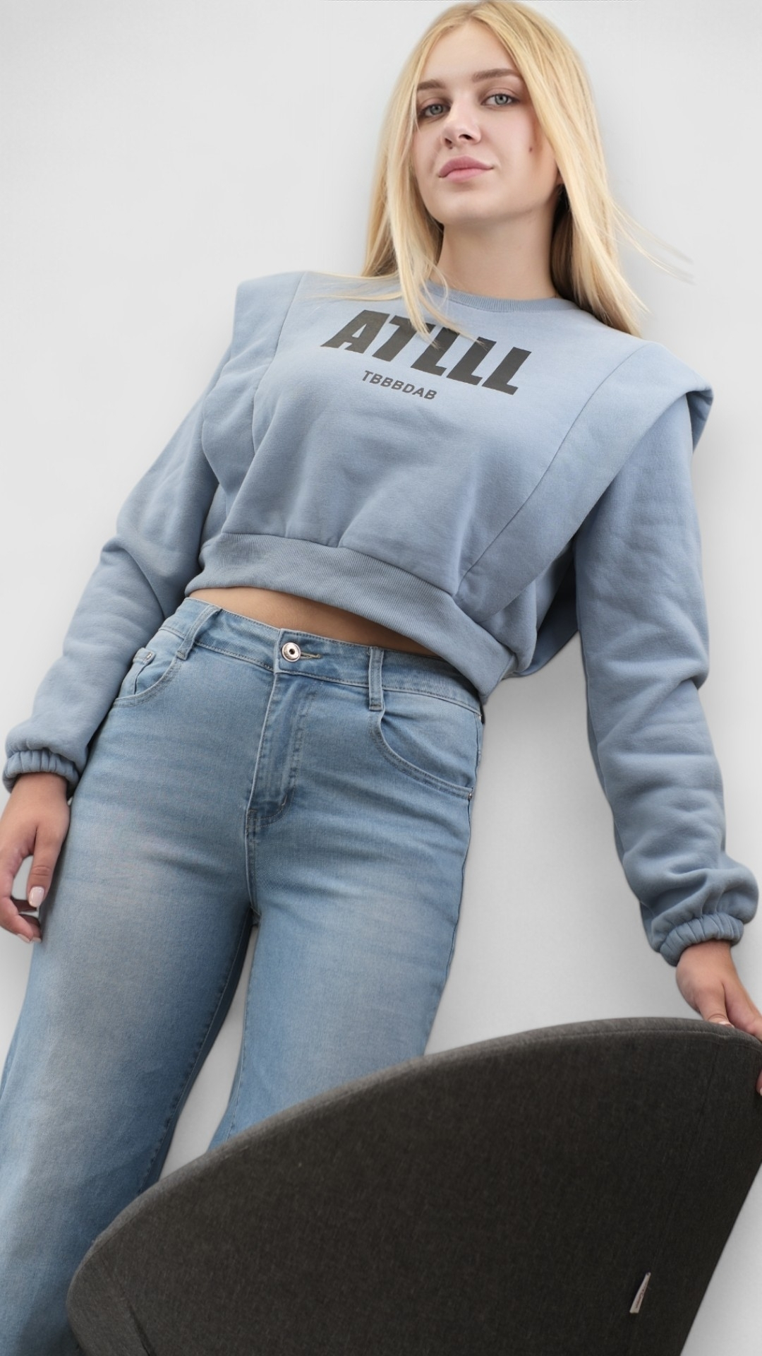 Ženska plava hoodica bez kapuljače Brielle