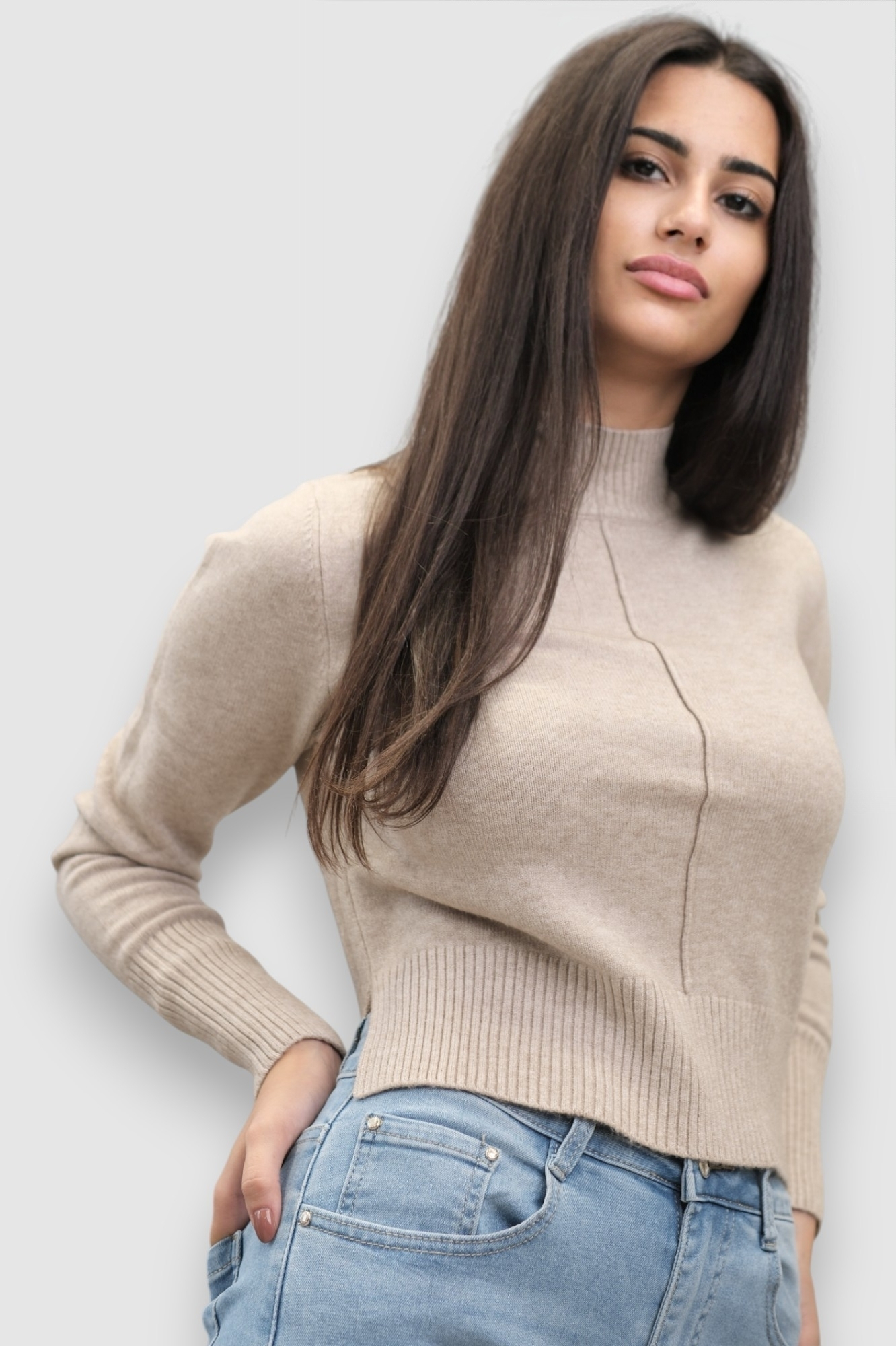 Ženski bež lagani džemper Madeline