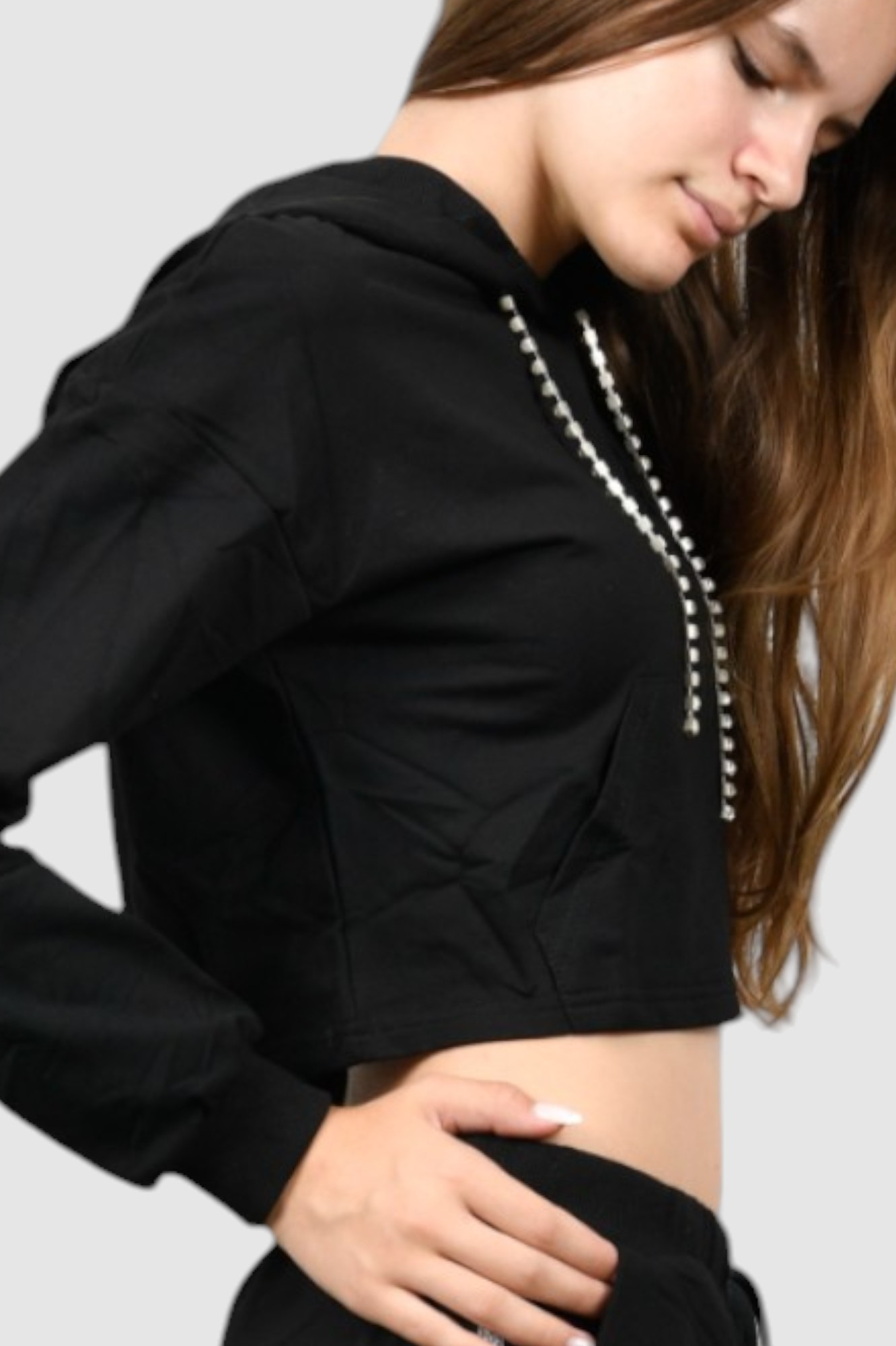 Ženska crna hoodica sa kapuljačom Alteza