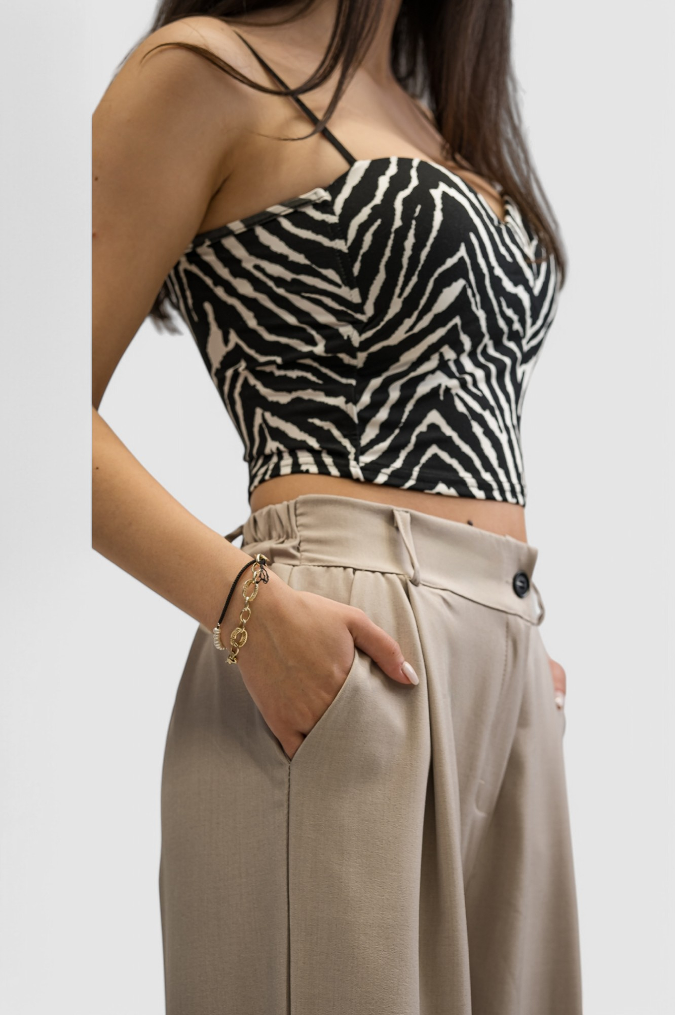 Ženski party top zebra uzorak Clare