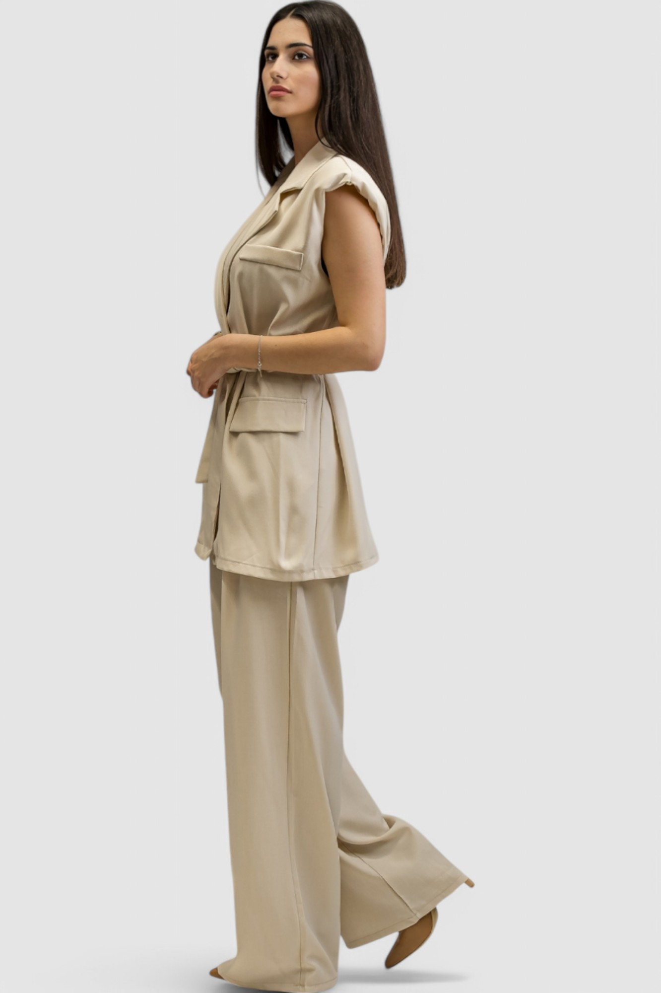 Žensko bež odijelo bez rukava Ella