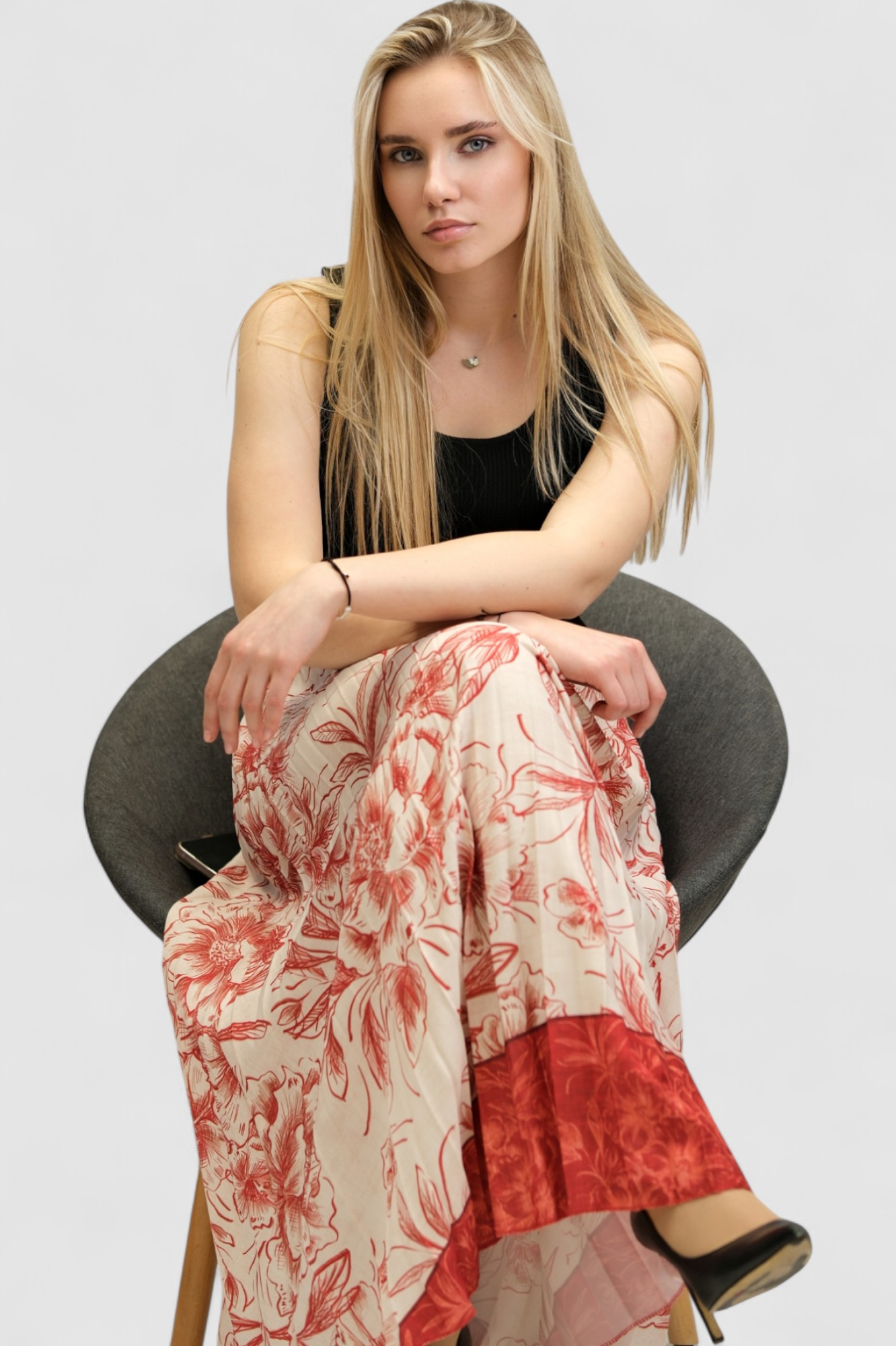 Ženska crvena plisirana suknja Carine