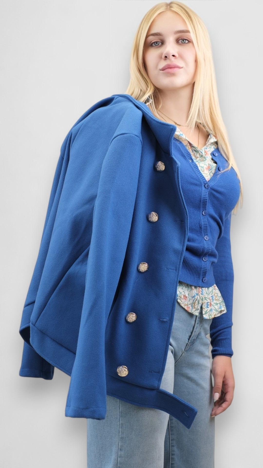 Ženski džemper  na kopčanje Oceana Blue