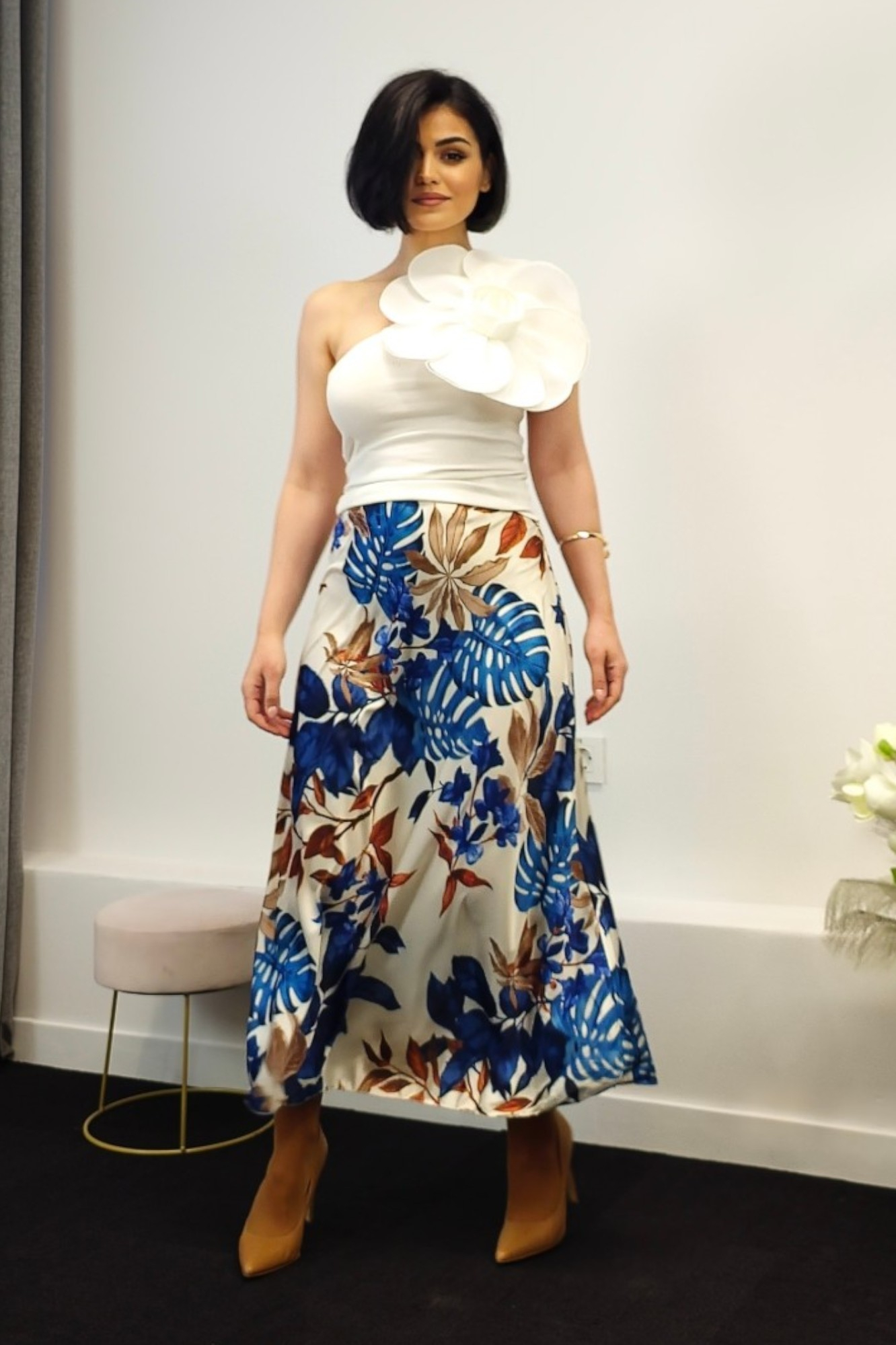 Ženska plava lagana midi suknja Anastasie