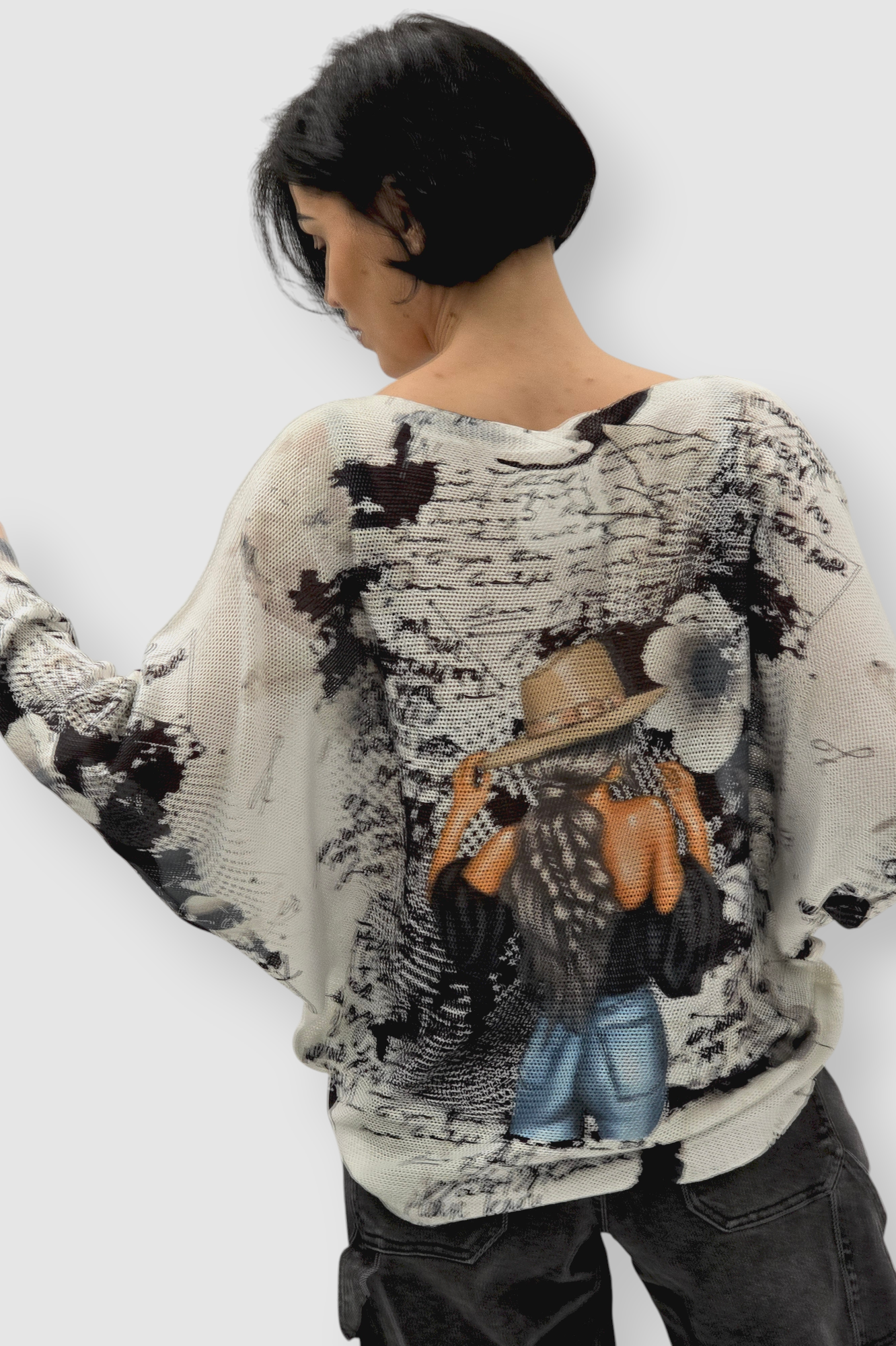 Ženska končana majica dugih rukava Faye sa printom žene