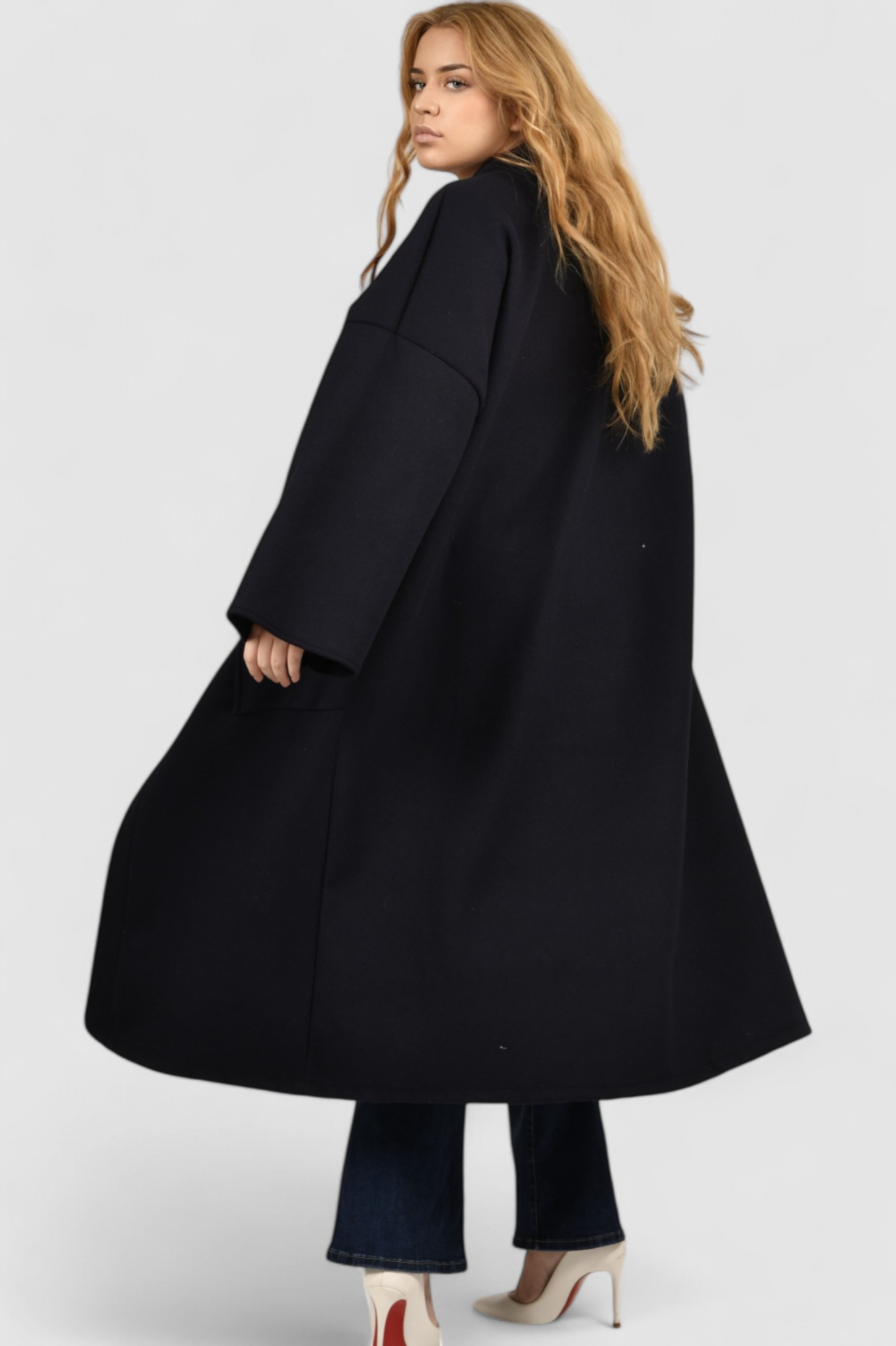 Ženski tamno plavi dugi kaput Madison