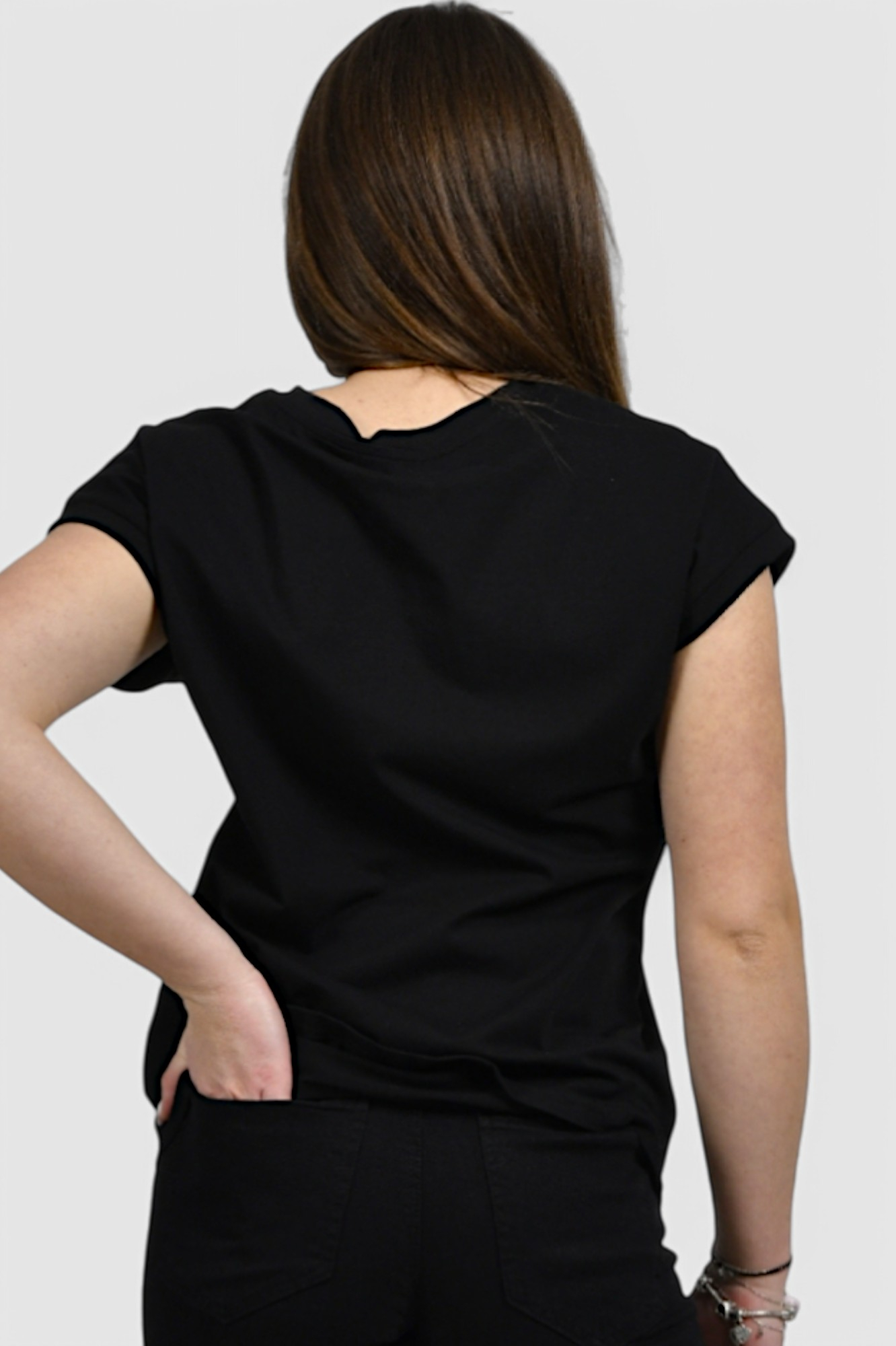 Ženska crna majica kratki rukav Melody