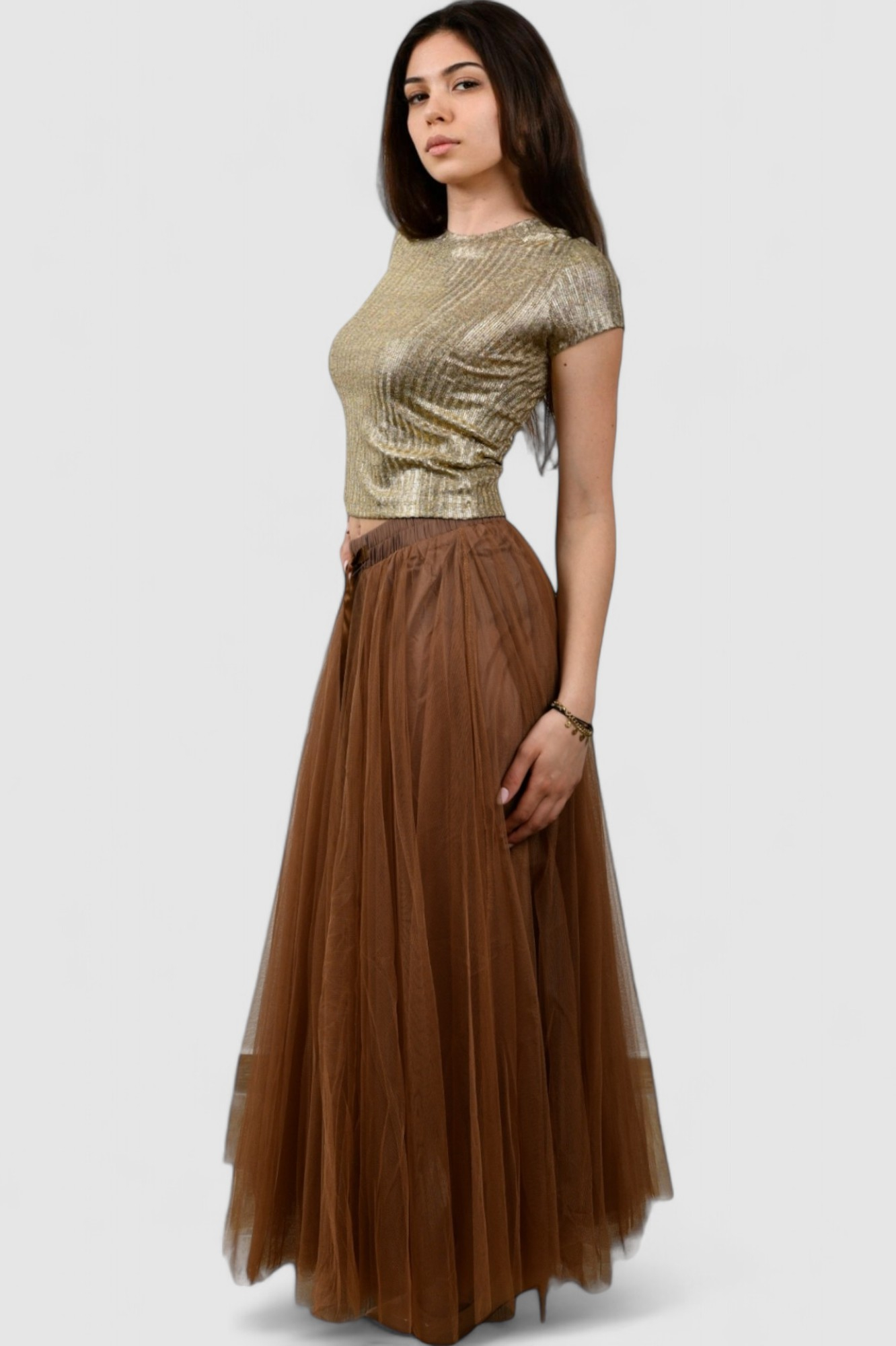 Ženska smeđa maxi suknja Isabel
