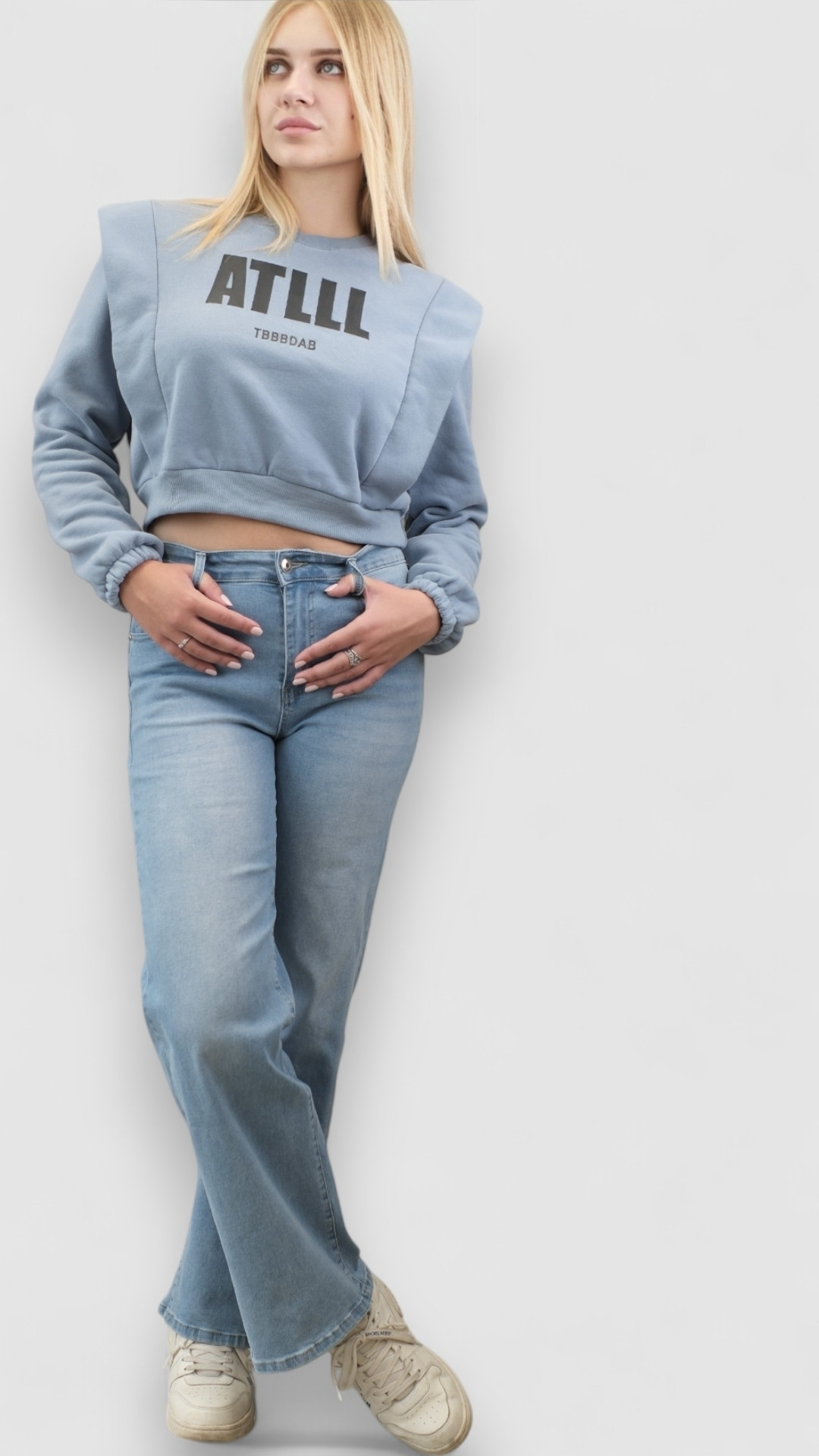 Ženska plava hoodica bez kapuljače Brielle