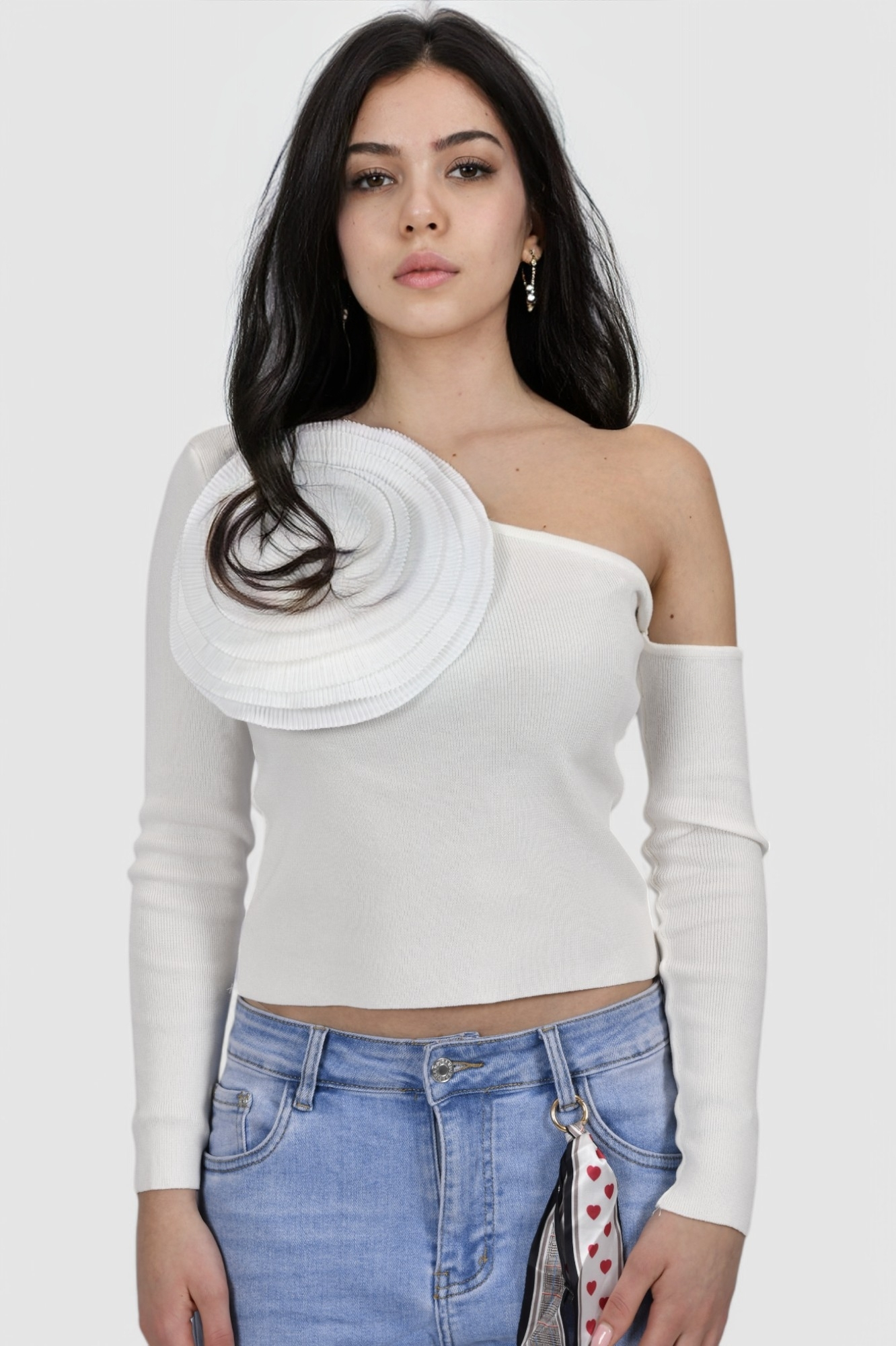 Ženska bijela majica dugi rukav Elena