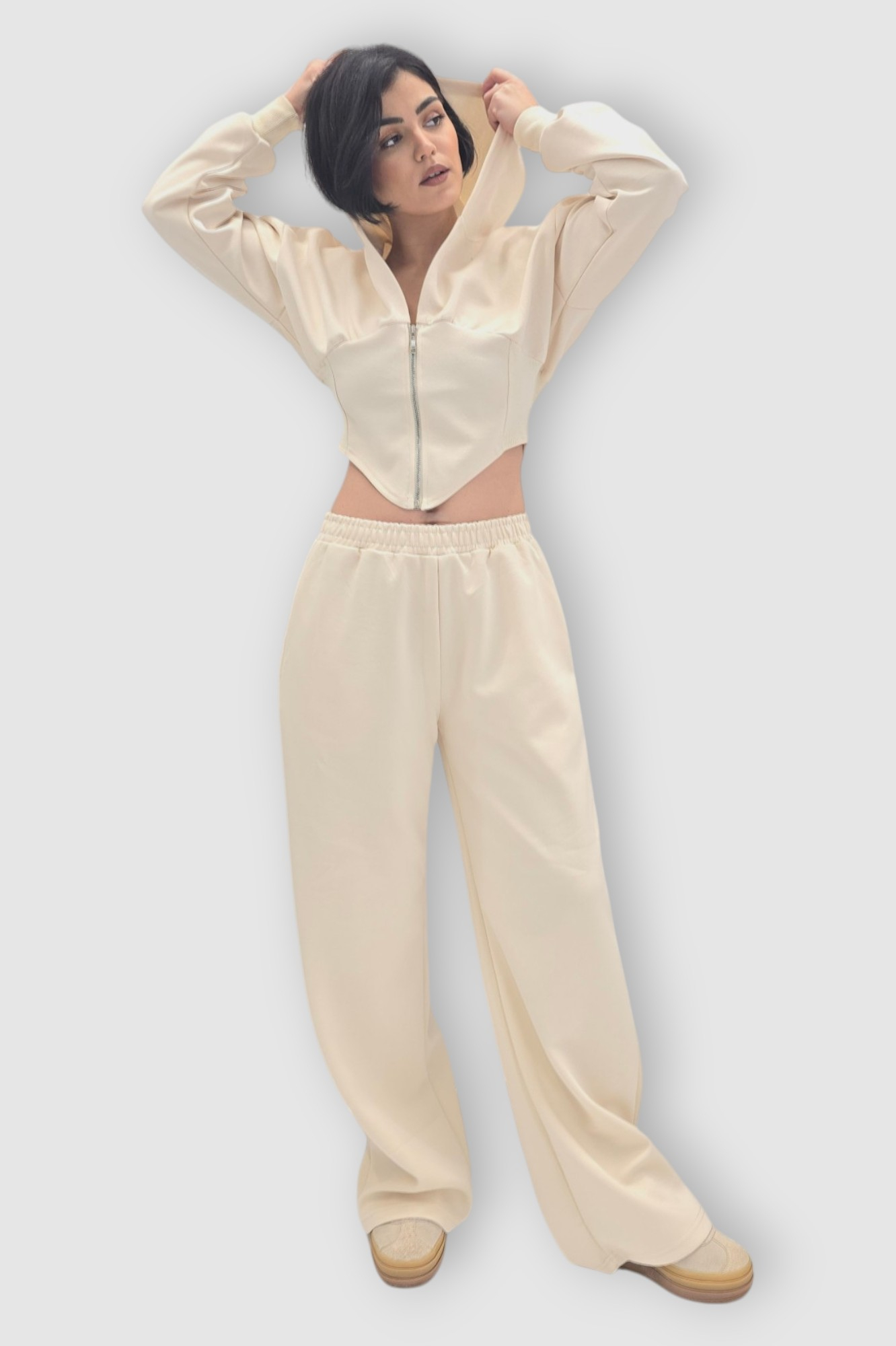 Ženska bež moderna pamučna trenirka Megan