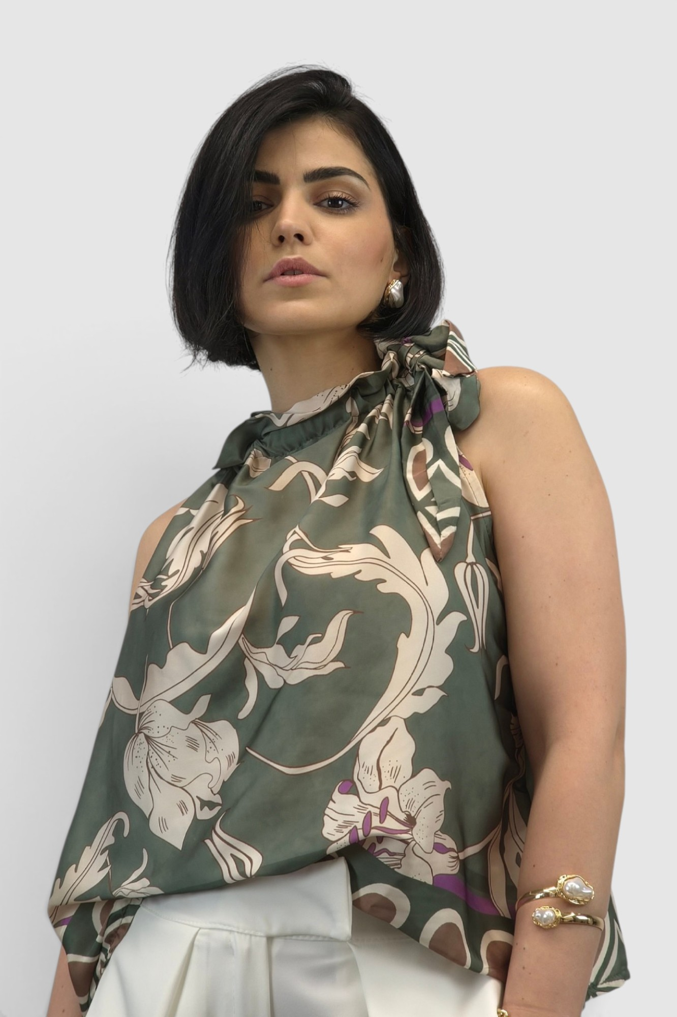Ženska zelena elegantna bluza Camellia