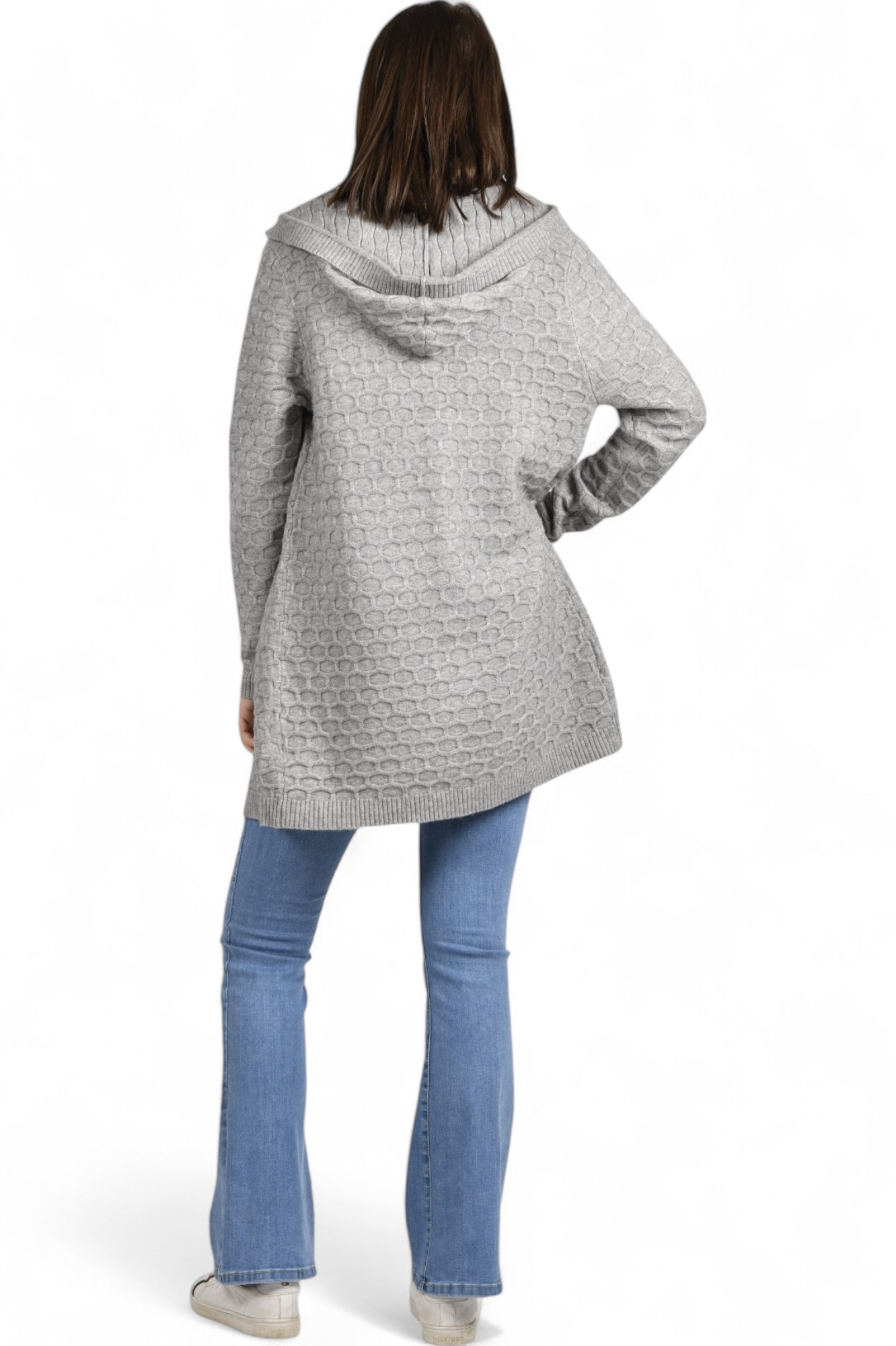 Ženski sivi midi kardigan Theda