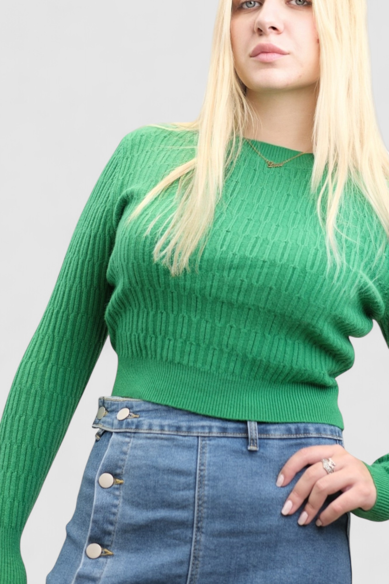 Ženski zeleni lagani džemper sa uzorkom Stella