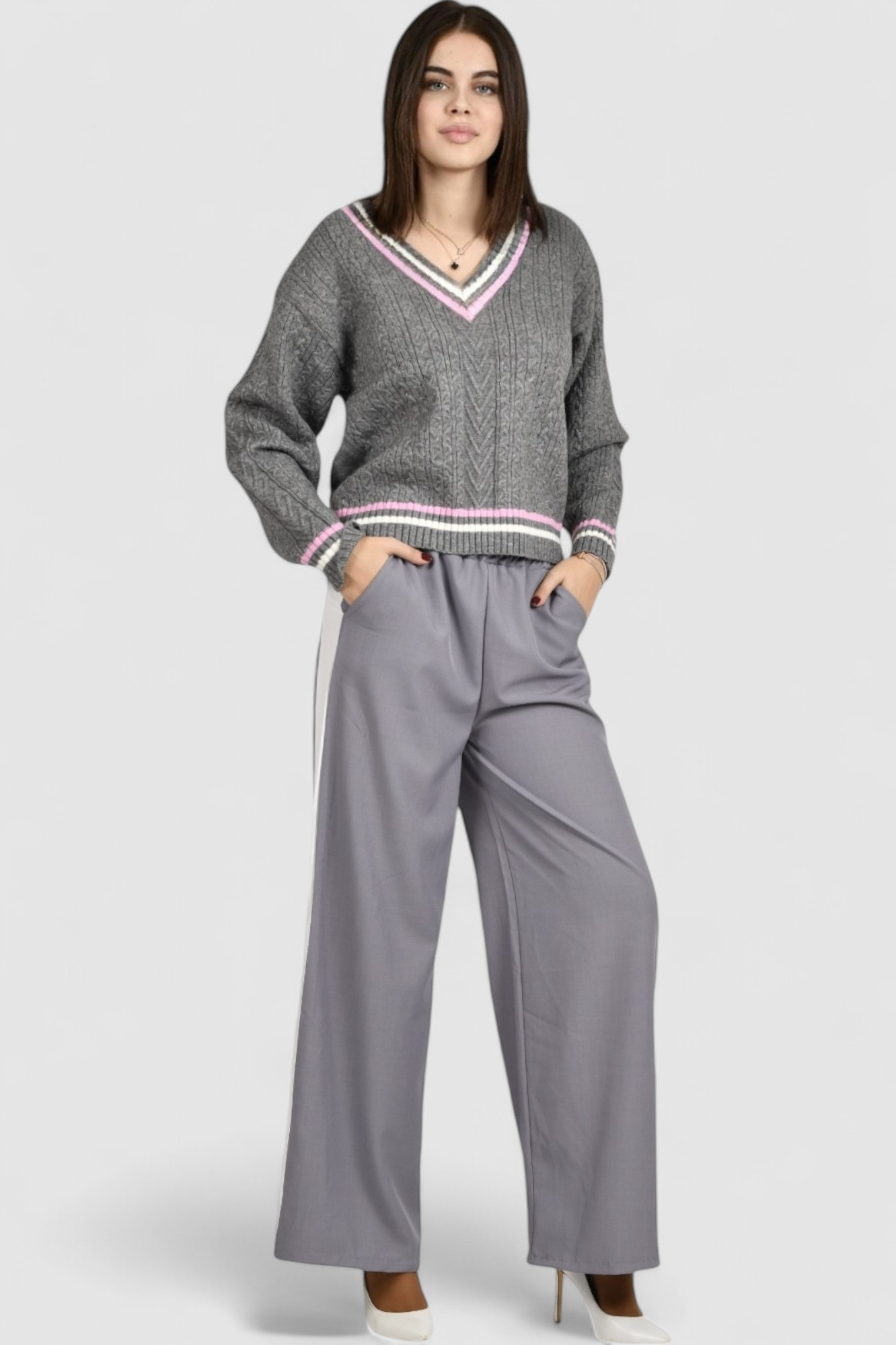 Ženski sivi lagani džemper Baylee