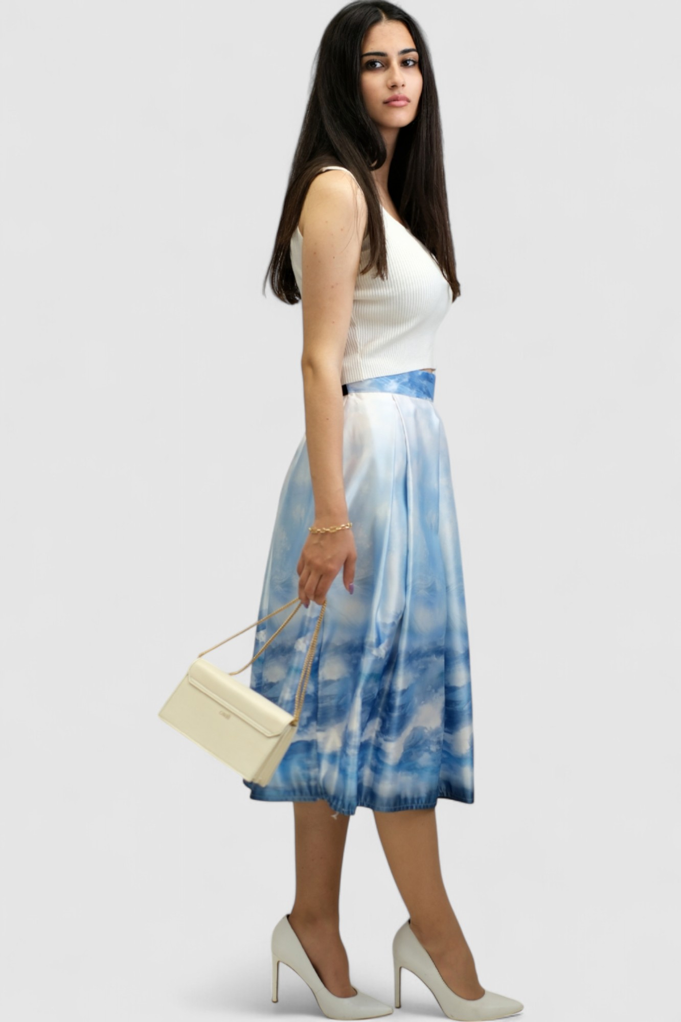 Ženska plava midi suknja Harper