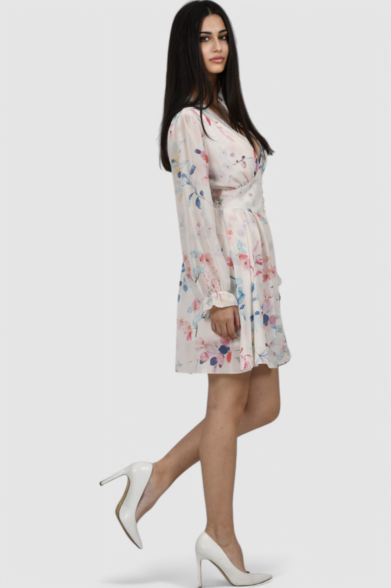 Ženska bijela elegantna kratka haljina Izara