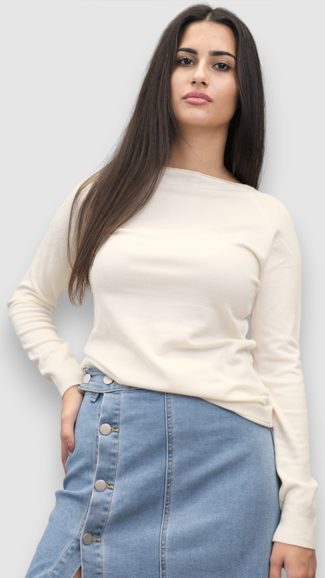 Ženski bijeli lagani džemper Hannah