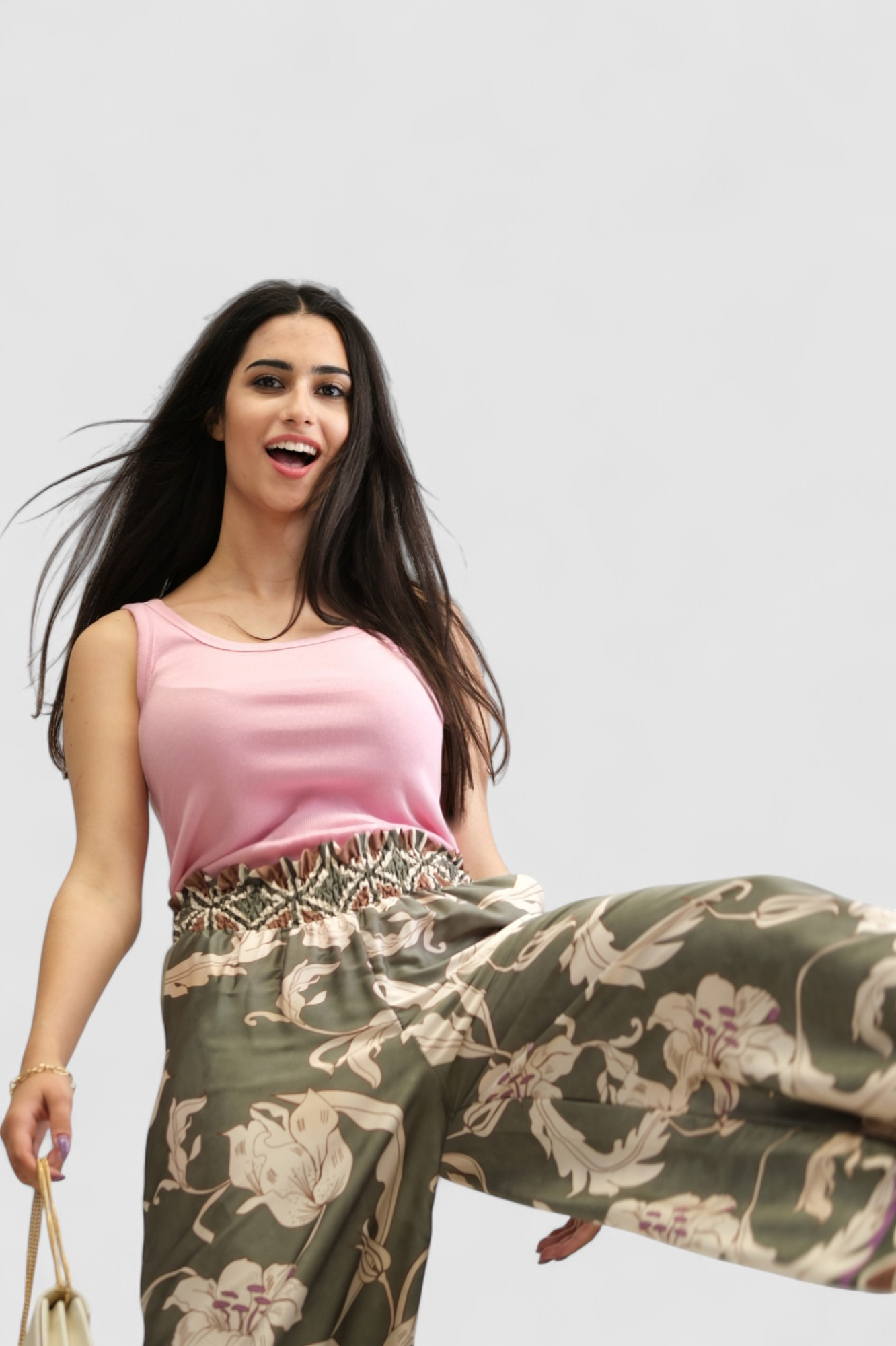 Ženske zelene modne hlače Leandra