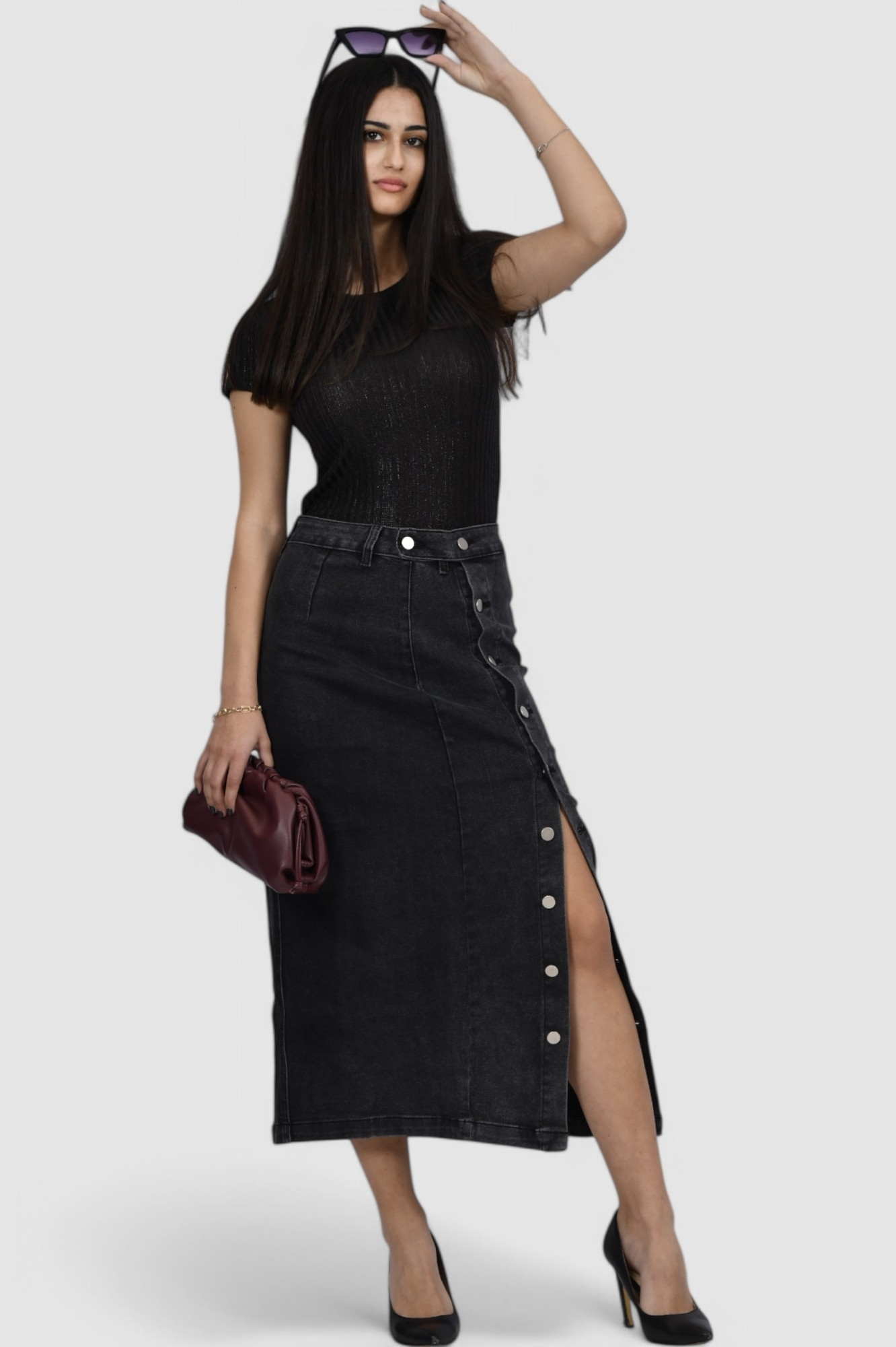 Ženska crna majica kratki rukav Gia