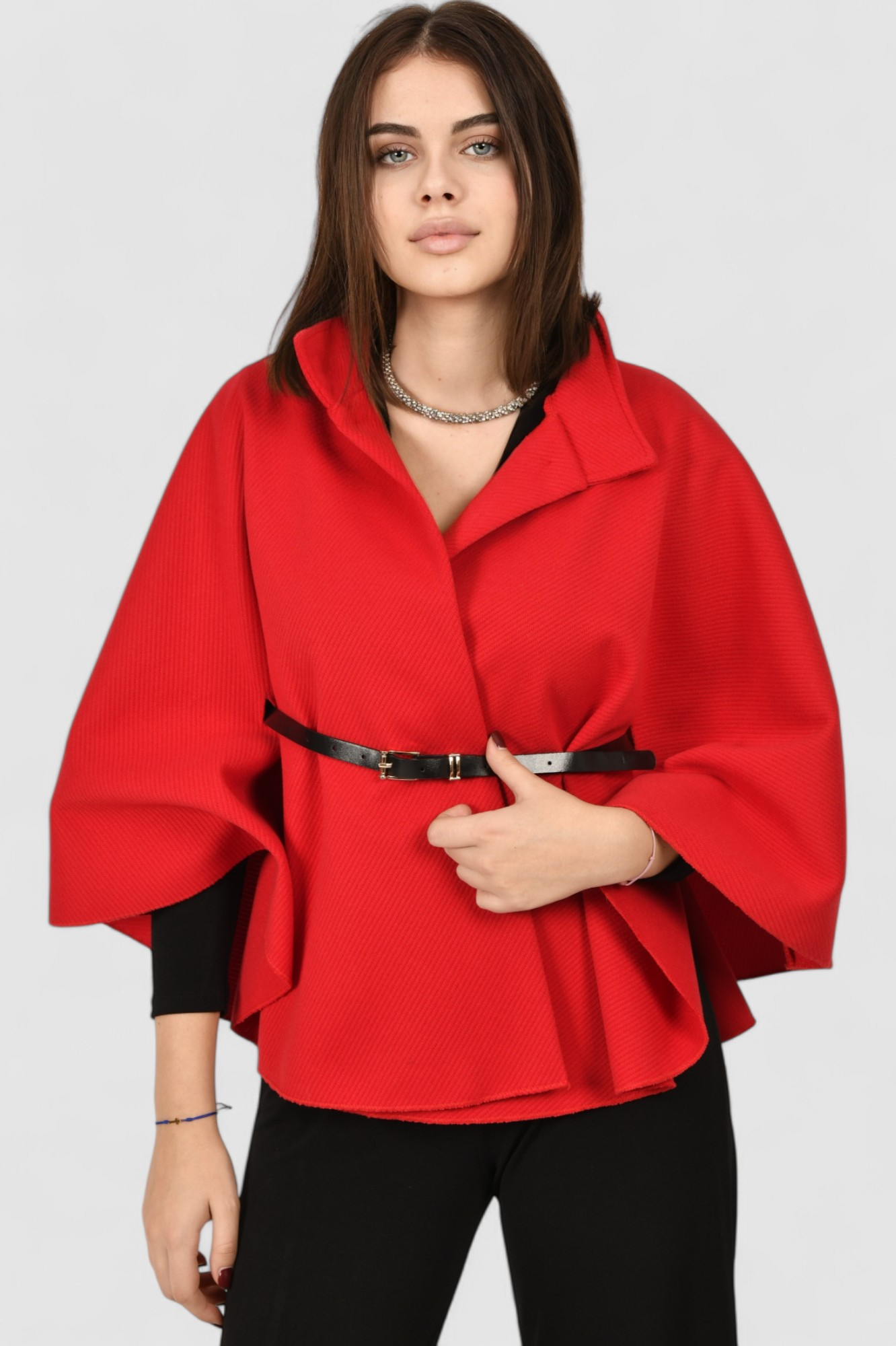 Ženski crveni poncho Francesca