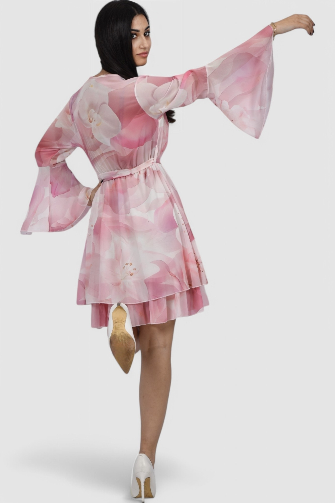 Ženska roza elegantna kratka haljina Isaura