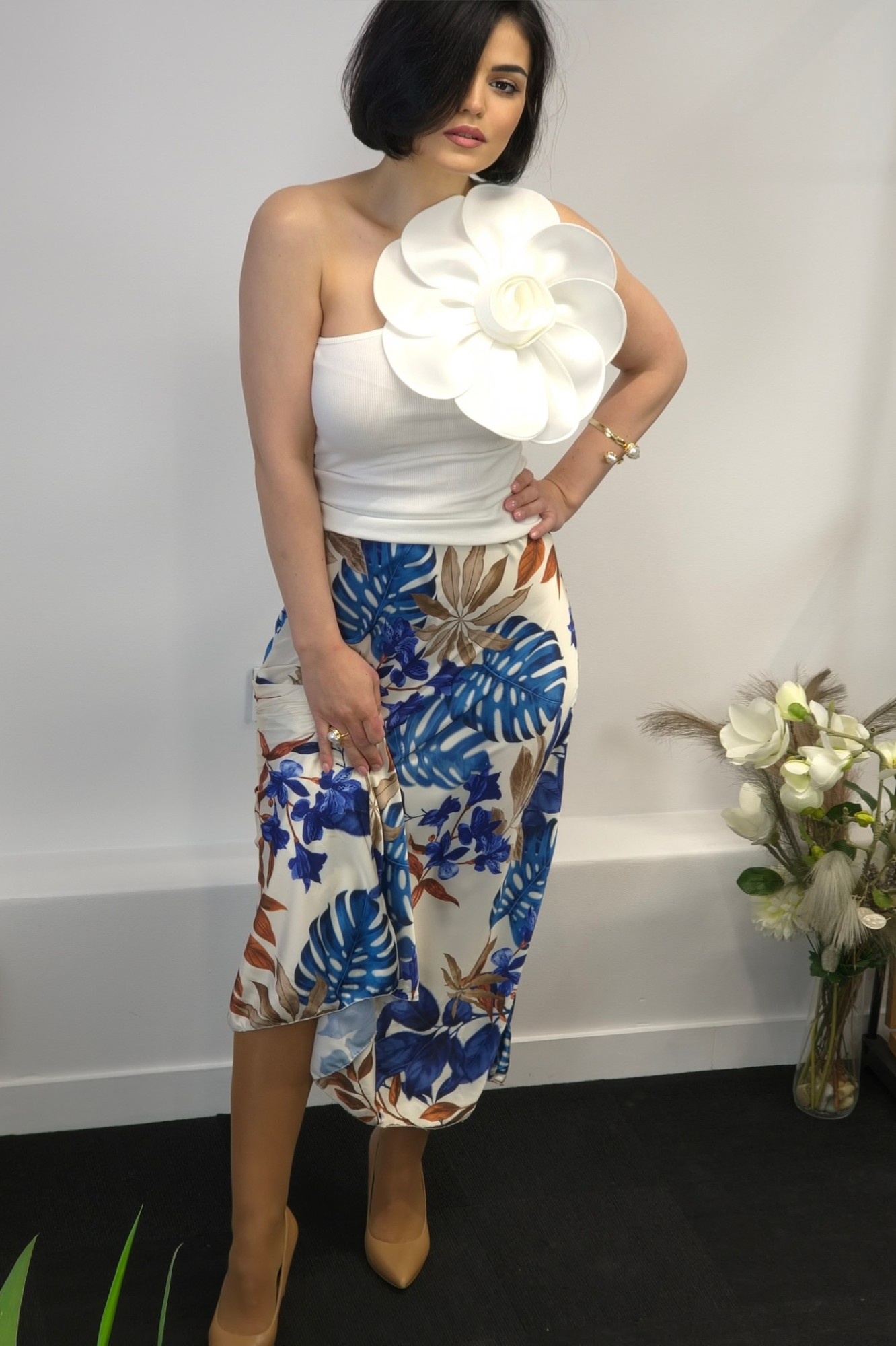 Ženska plava lagana midi suknja Anastasie