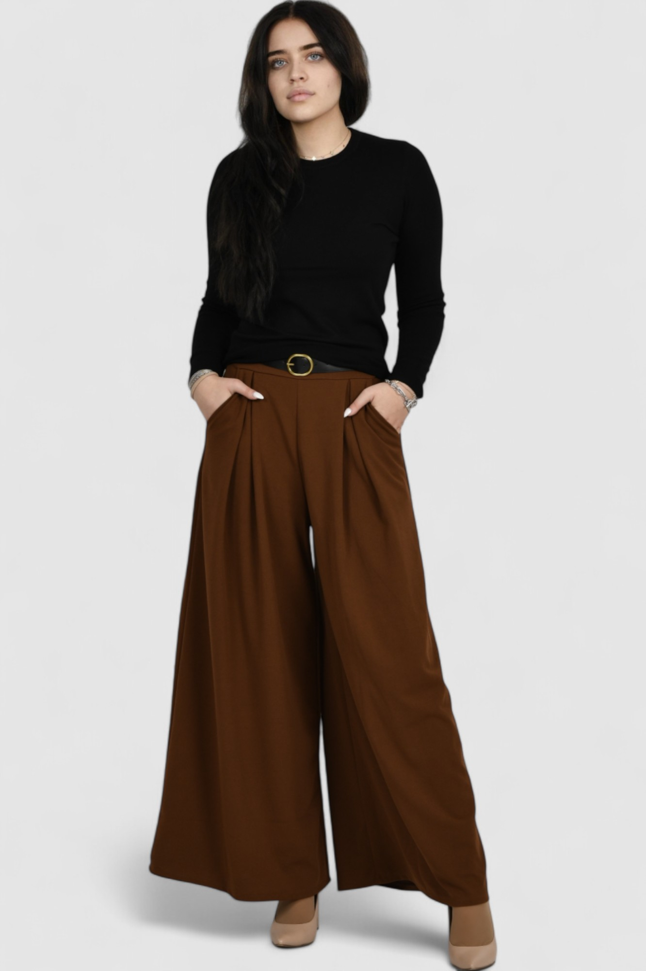 Ženske smeđe modne hlače Issa