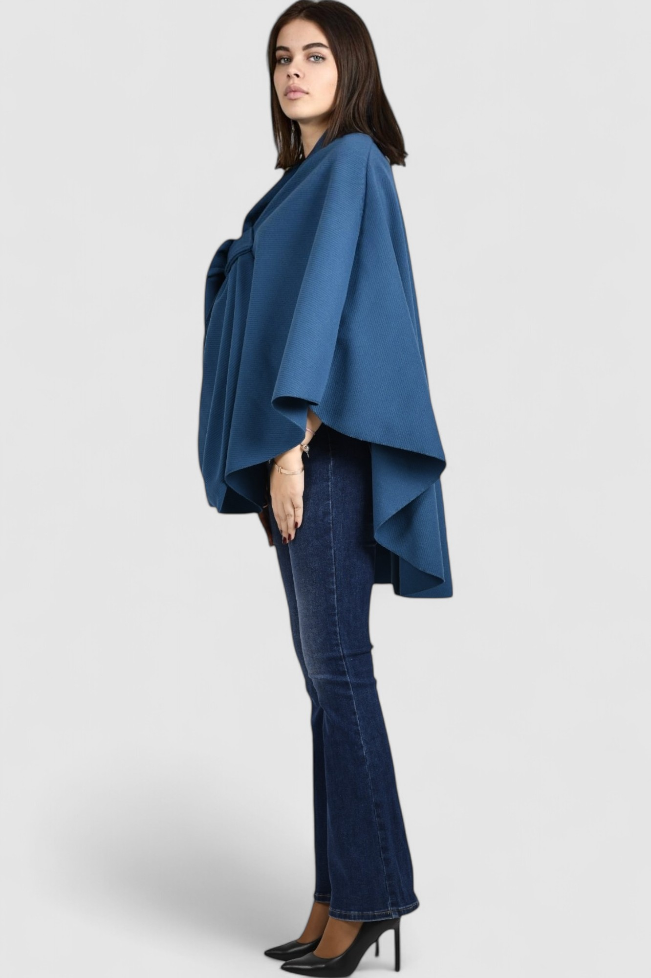 Ženski plavi poncho Bess