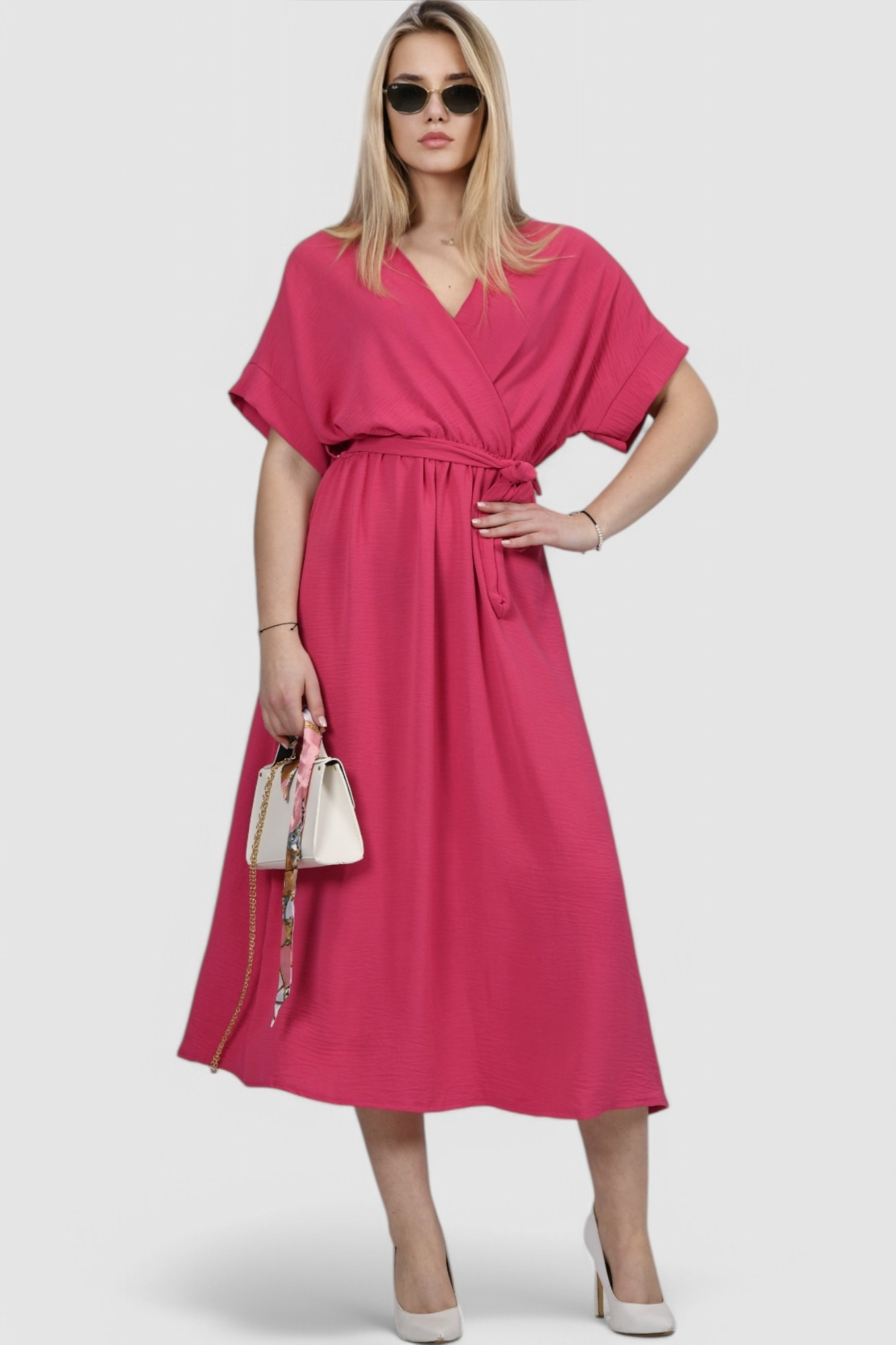 Ženska roza elegantna midi haljina Maisie