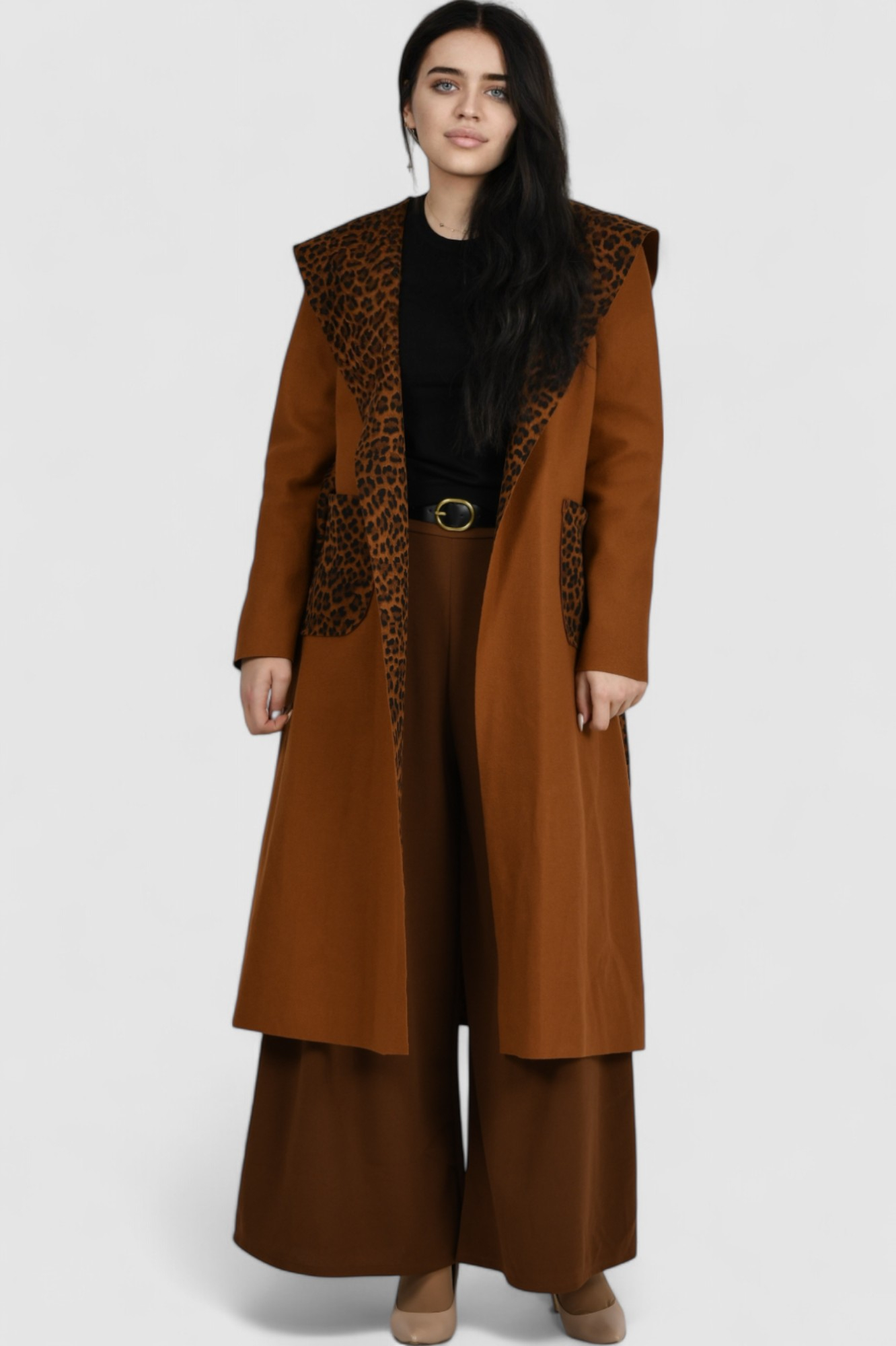 Ženski dugi kaput Paris Marron