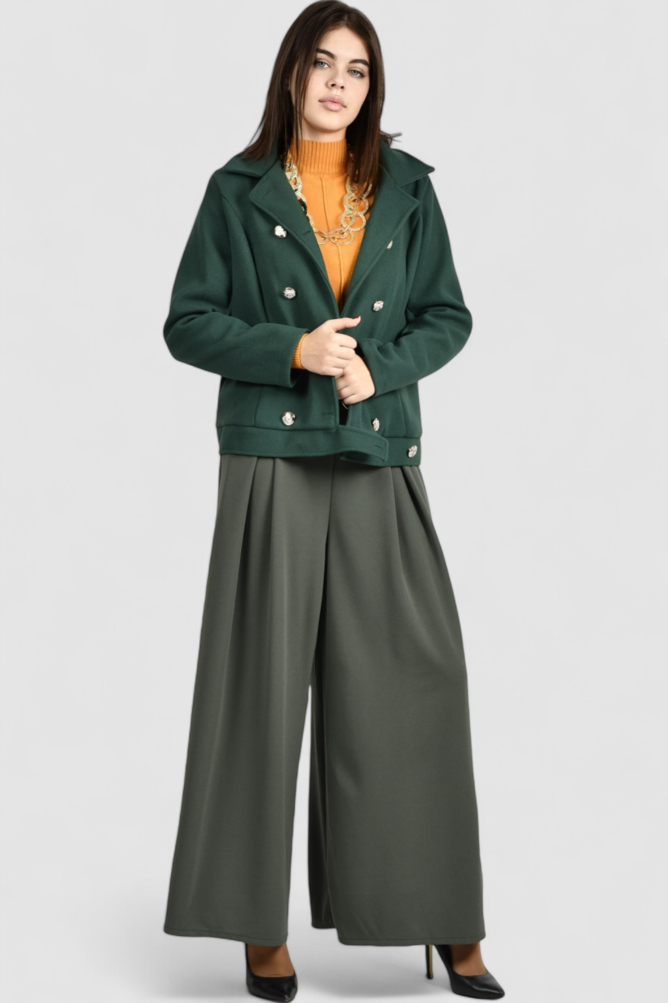 Ženski zeleni kratki kaput Billie