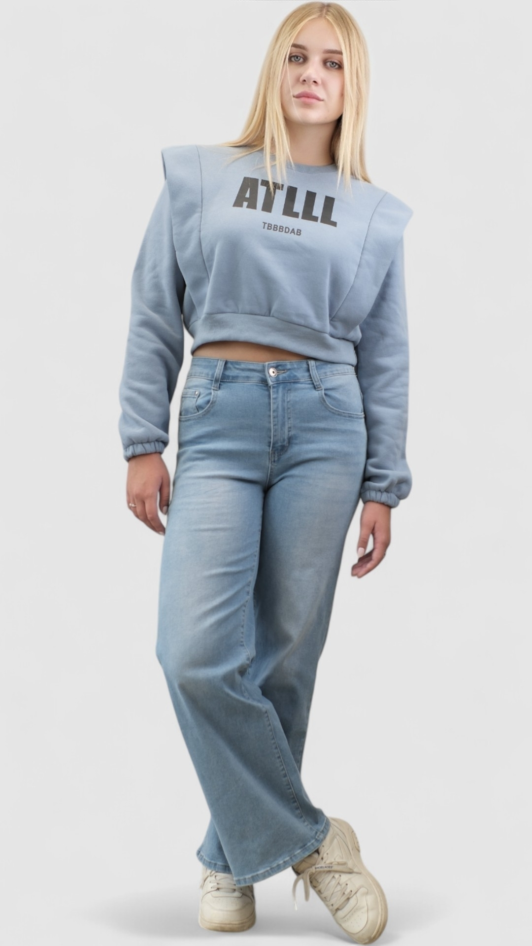 Ženska plava hoodica bez kapuljače Brielle