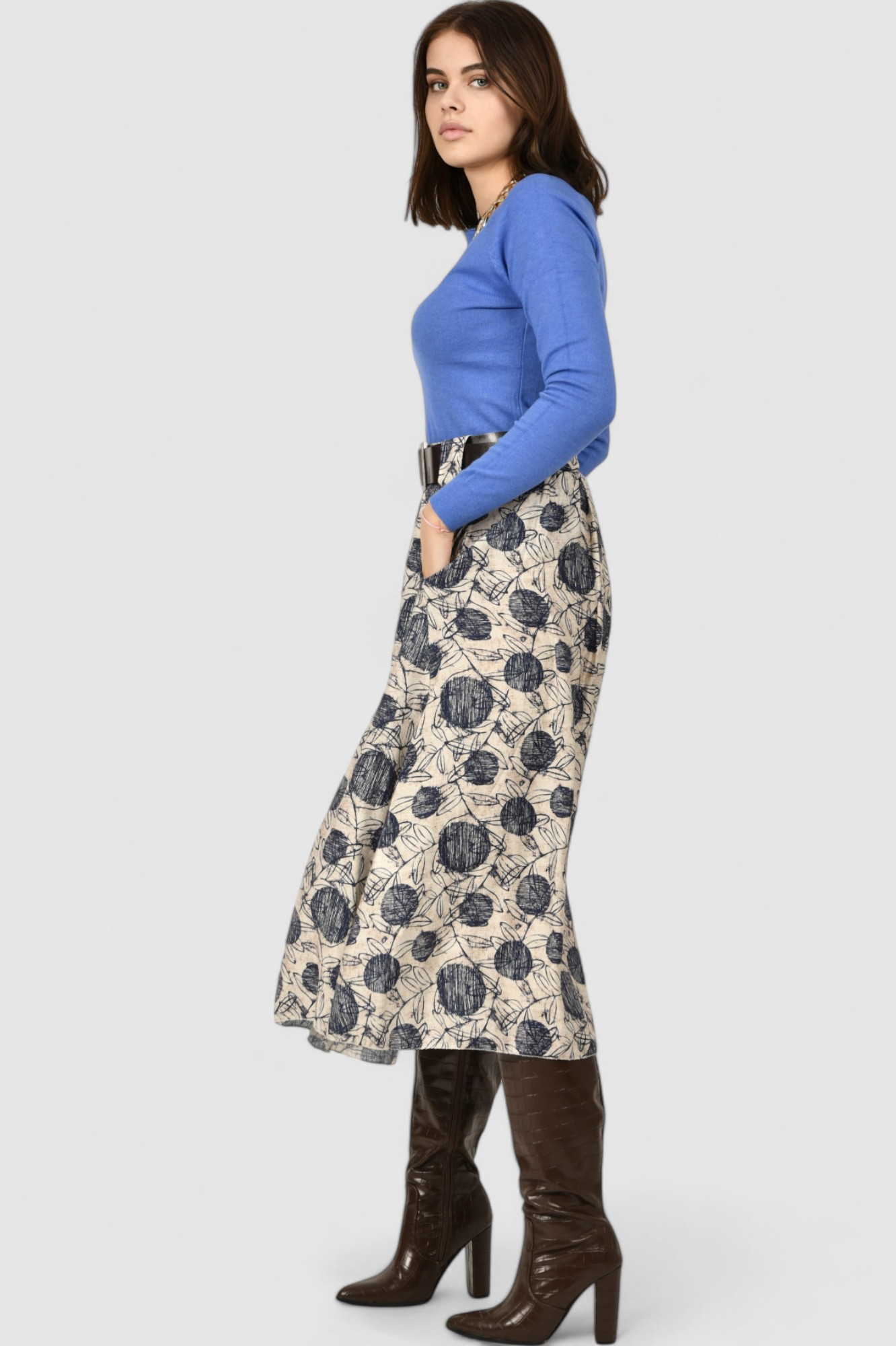 Ženska plava midi suknja Briella