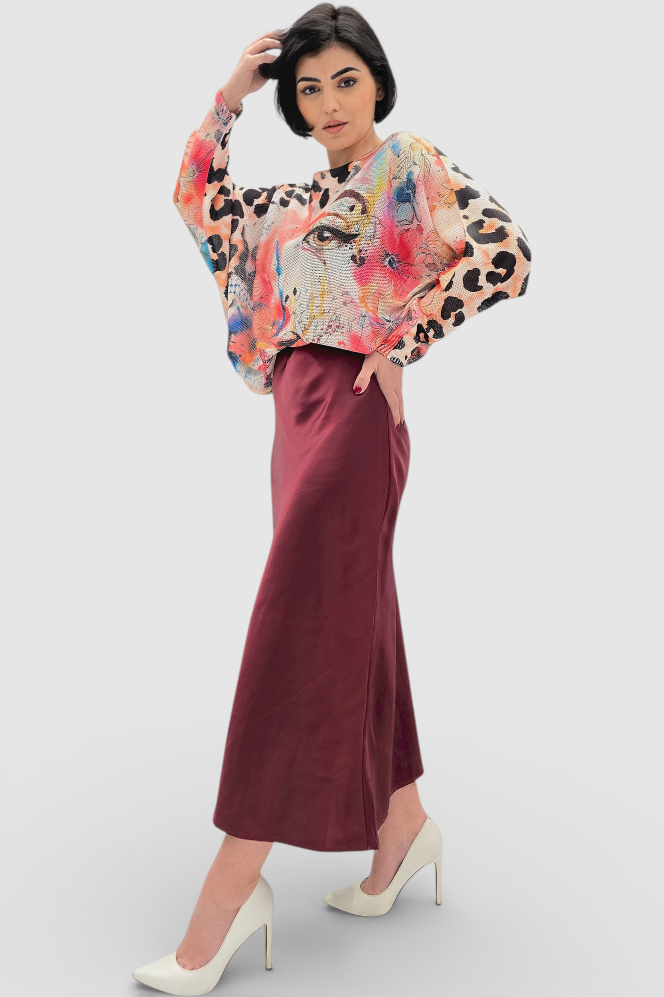 Ženska končana majica dugih rukava Faye sa printom oka