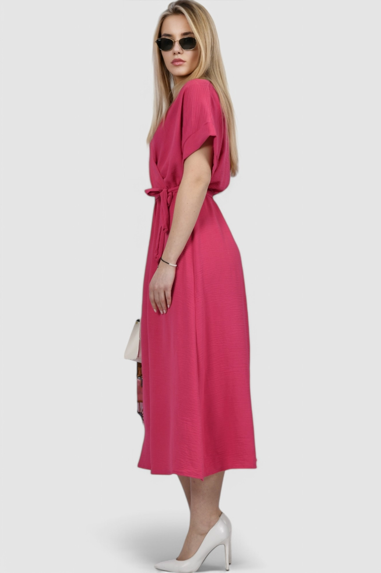 Ženska roza elegantna midi haljina Maisie