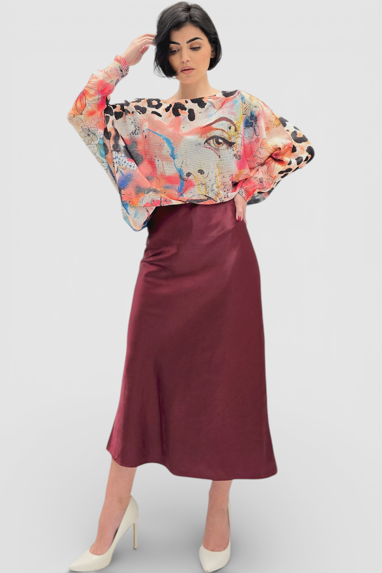 Ženska končana majica dugih rukava Faye sa printom oka