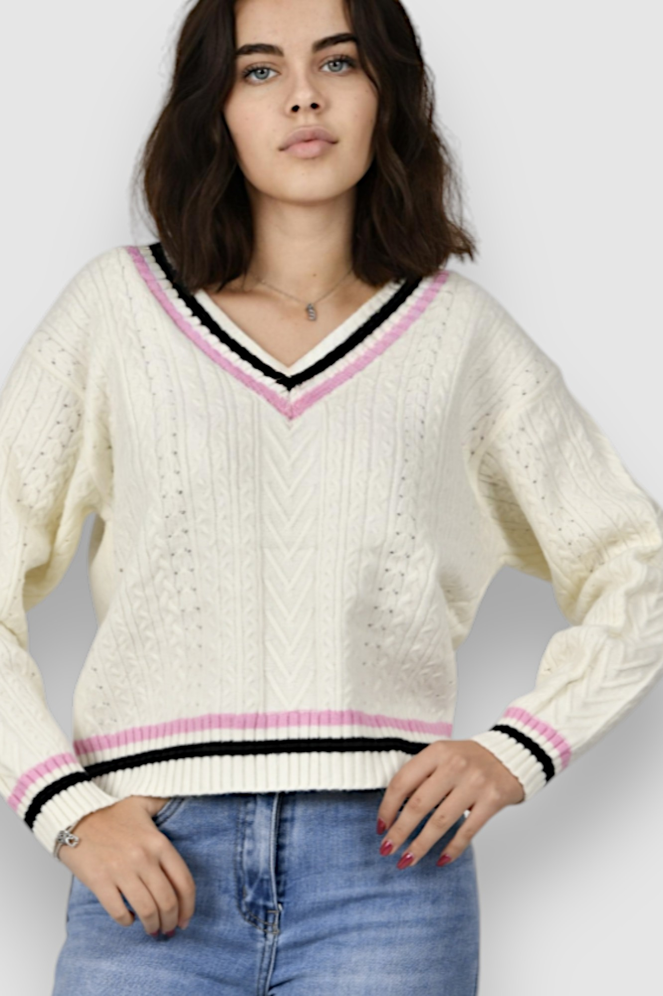 Ženski bijeli lagani džemper Baylee