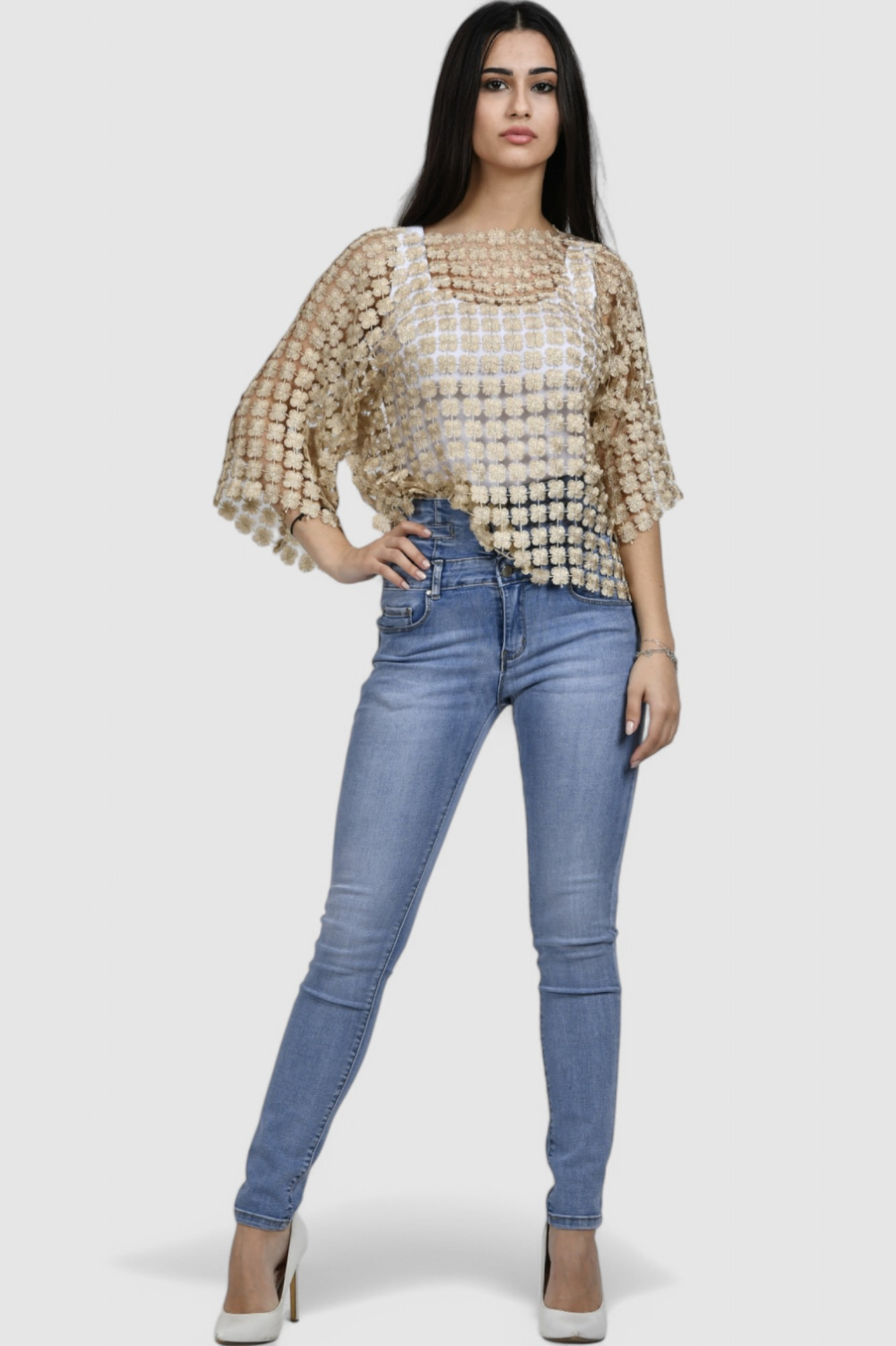 Ženski zlatni party top Elodiie