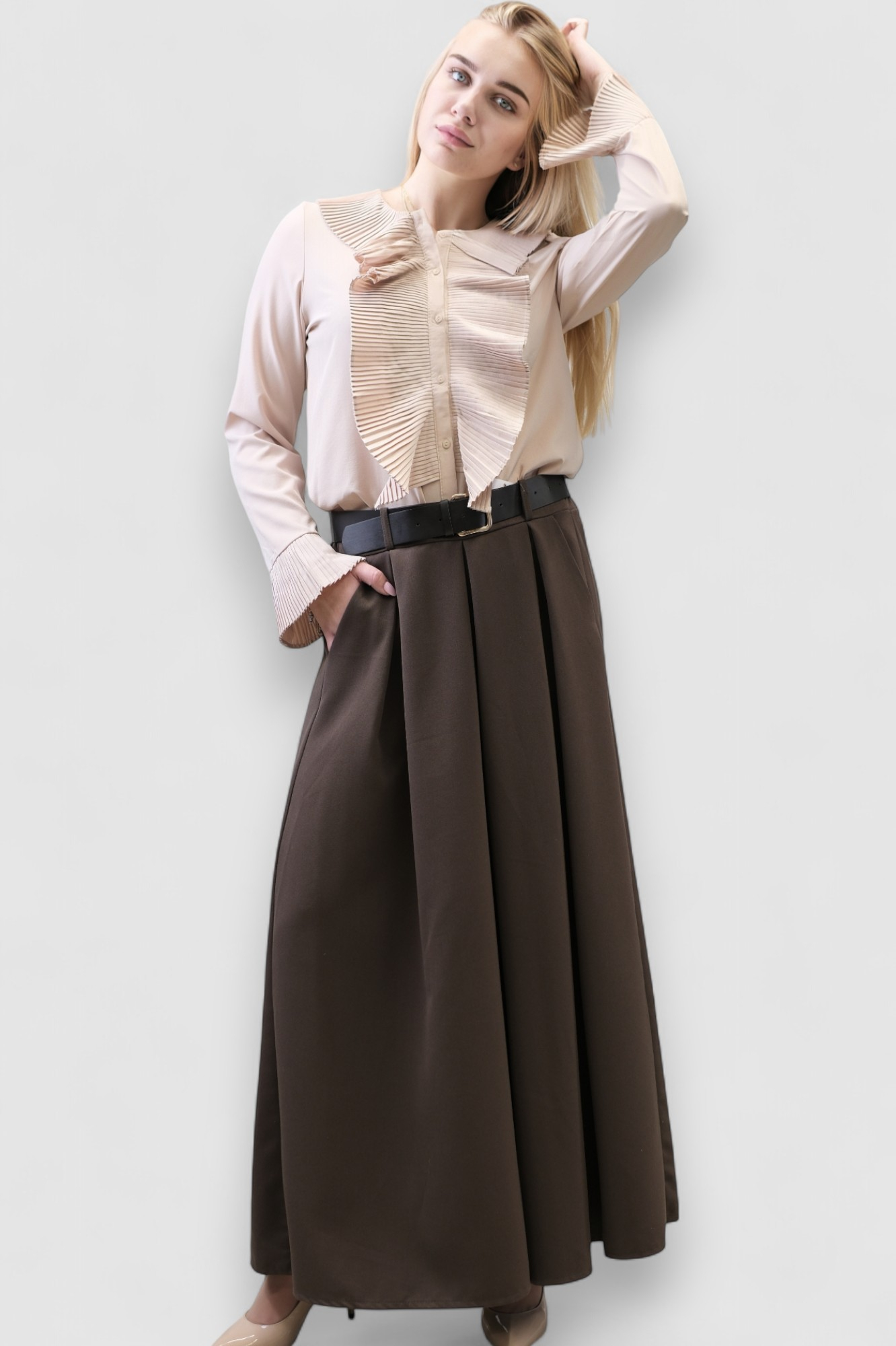 Ženske tamno smeđe  suknja hlače Cicely