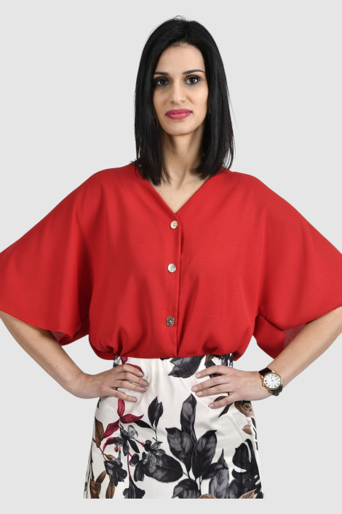 Ženska crvena elegantna košulja Ivelisse